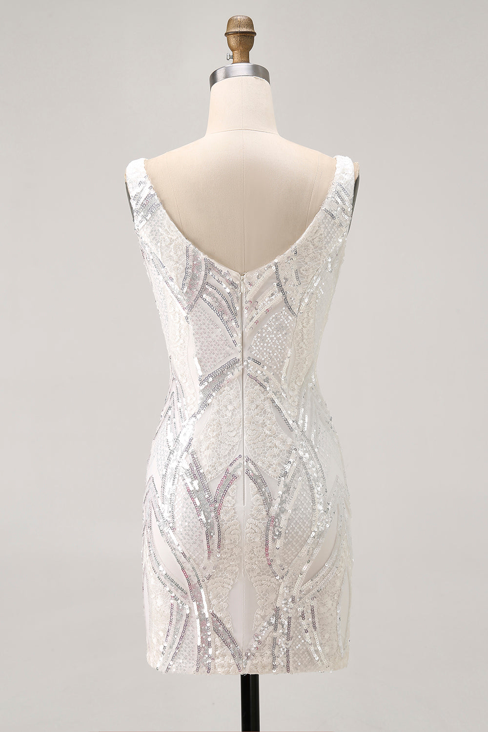 Sparkly White Bodycon Sequins Short Homecoming Dress