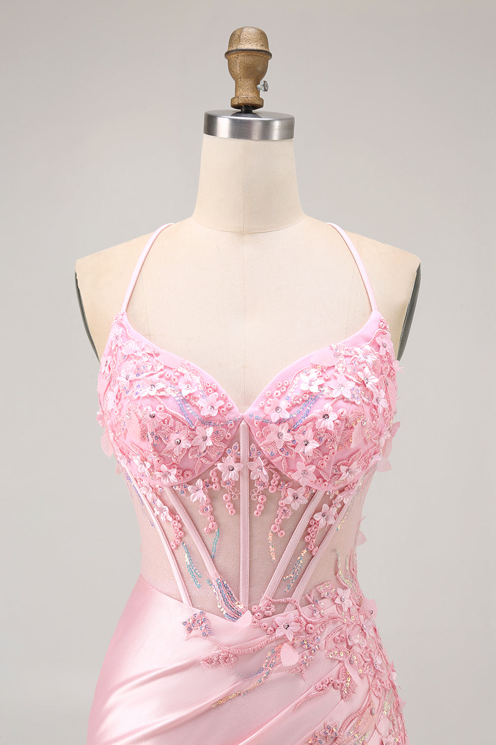 Candy Pink Bodycon Beaded Corset Short Homecoming Dress with Appliques