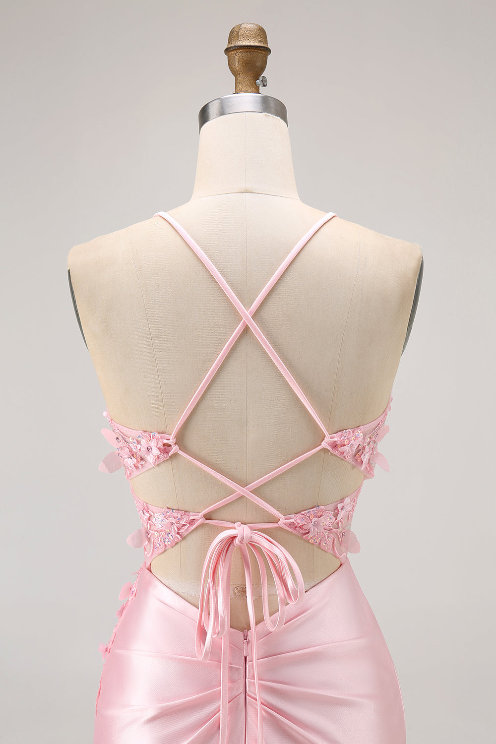Candy Pink Bodycon Beaded Corset Short Homecoming Dress with Appliques