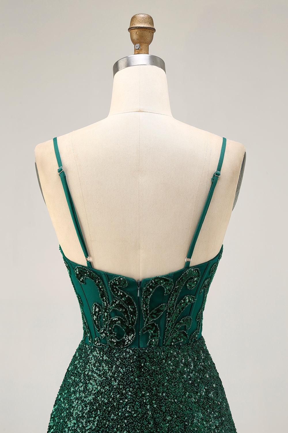 Sparkly Bodycon Dark Green Sequins Corset Homecoming Dress