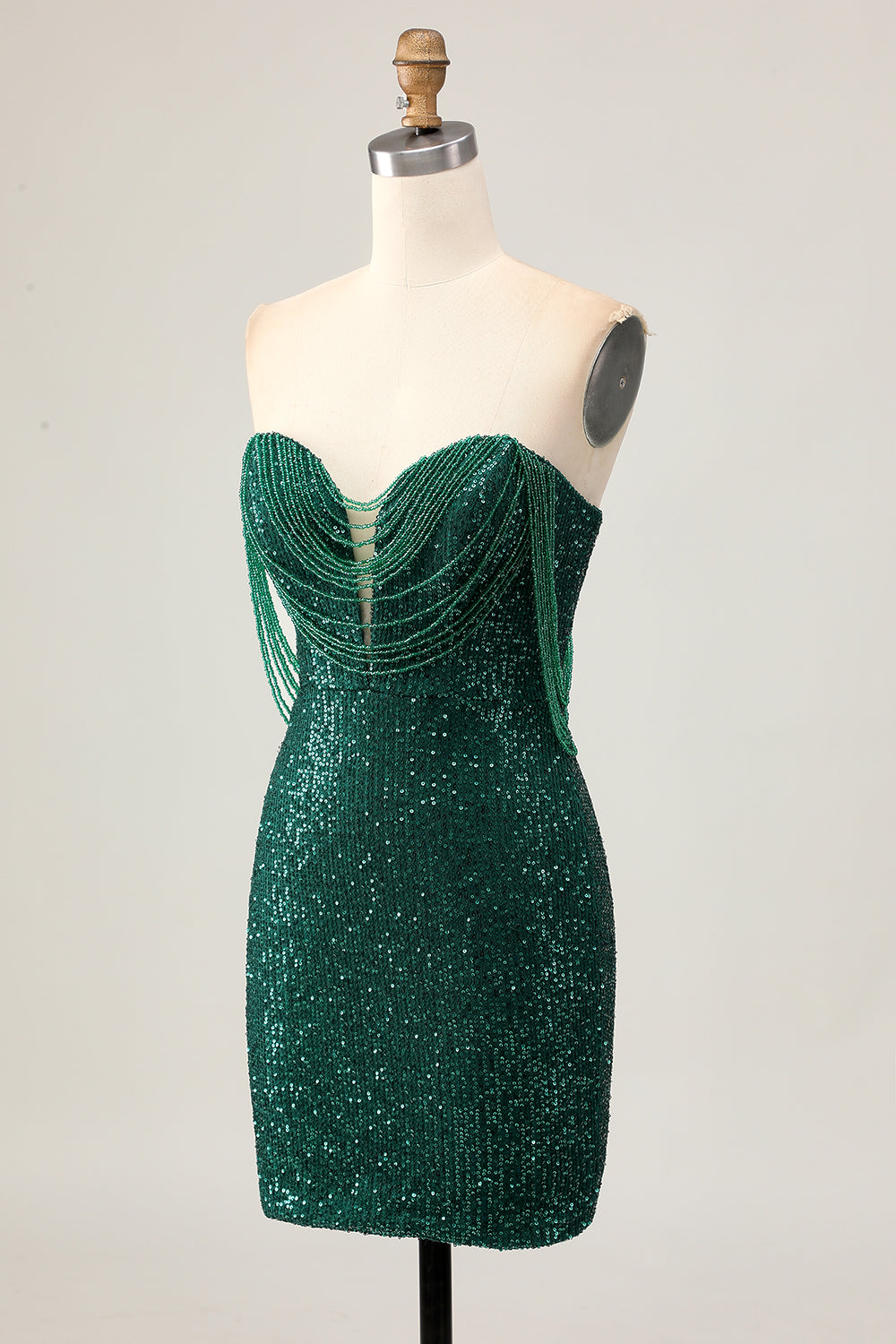 Sparkly Off The Shoulder Dark Green Bodycon Sequins Homecoming Dress