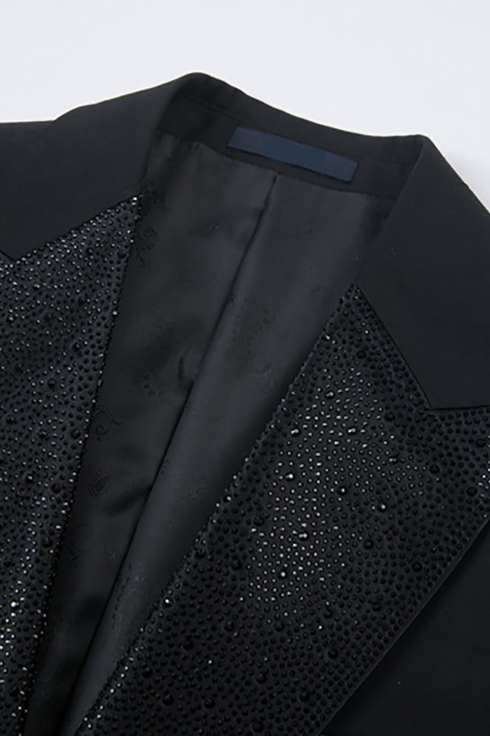 Men's Black Peaked Lapel Beaded 3 Pieces Wedding Suits