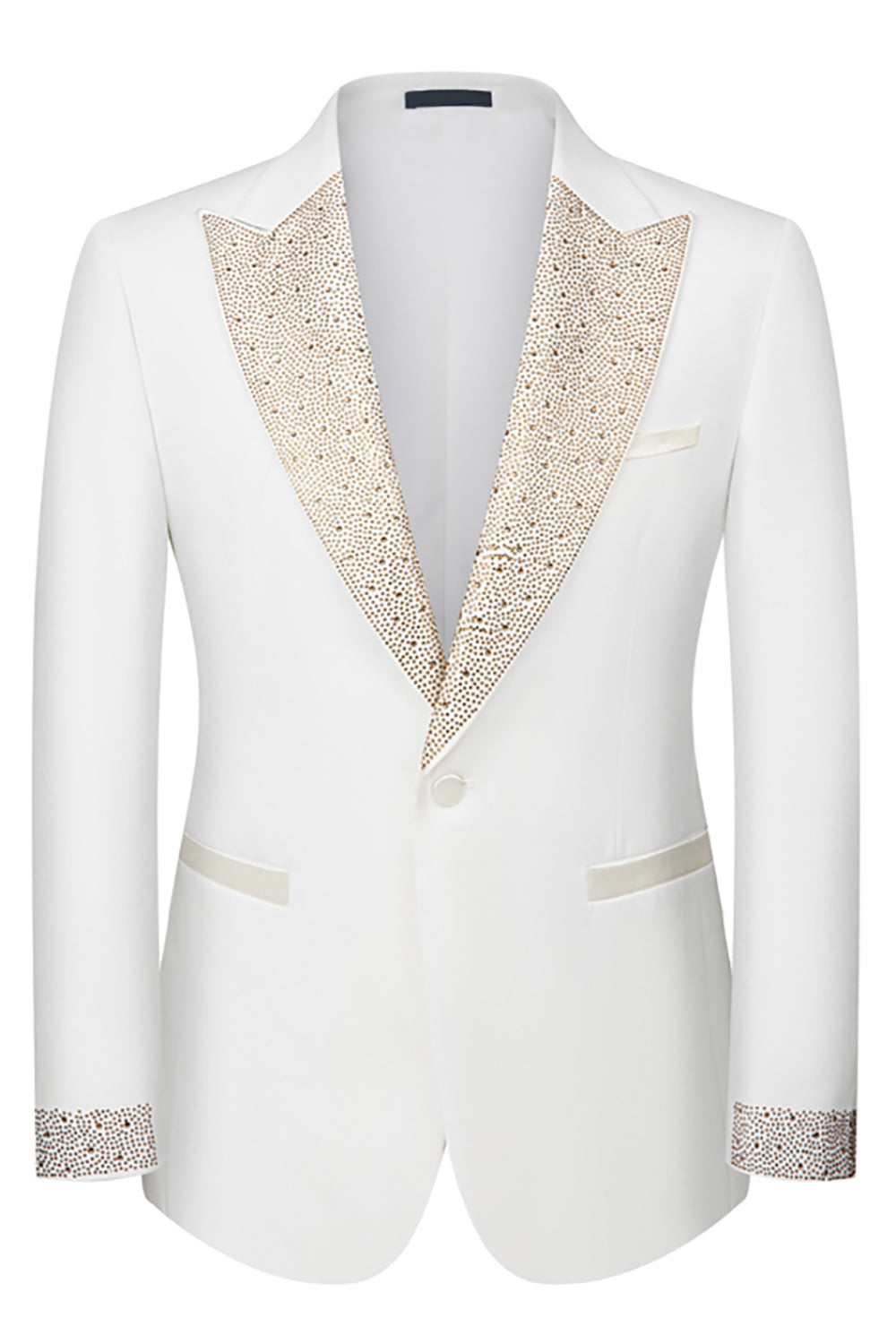 Men's Black Peaked Lapel Beaded 3 Pieces Wedding Suits
