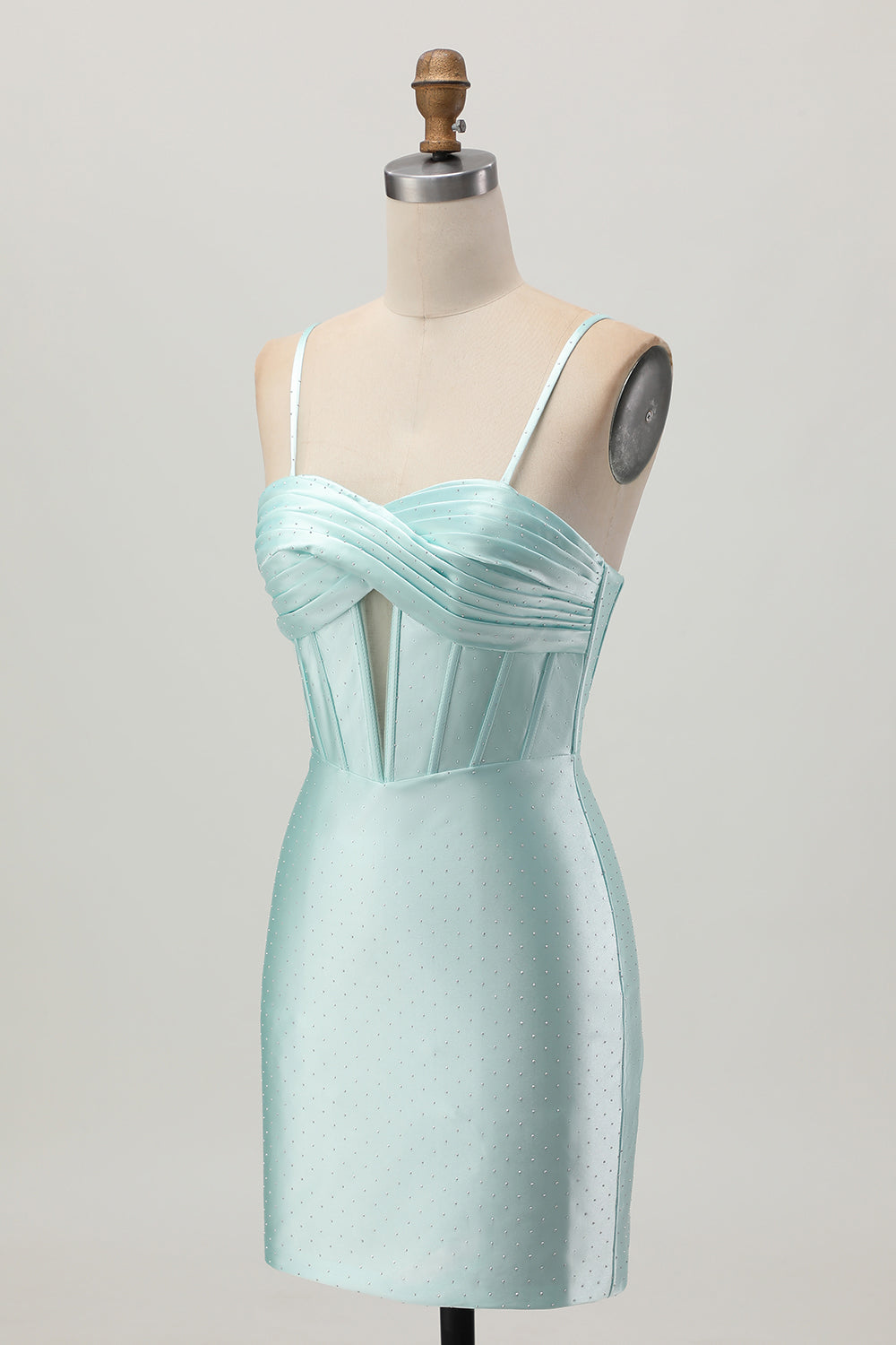 Light Green Bodycon Corset Cut Out Beaded Short Homecoming Dress