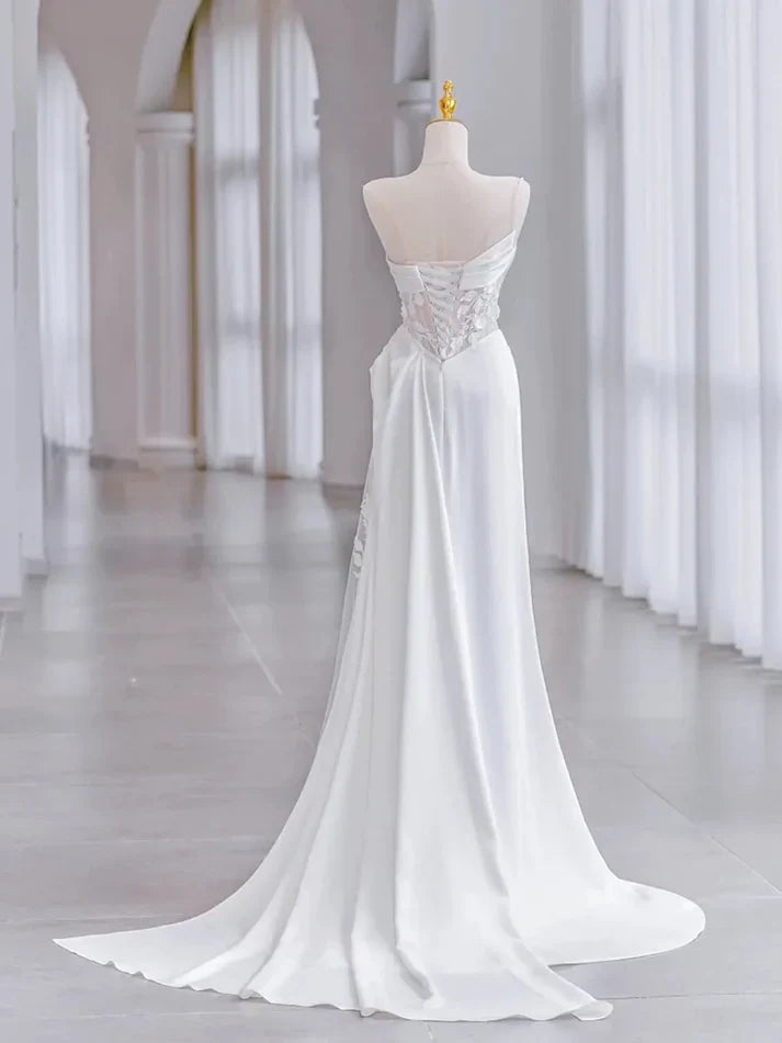 A Line White Birthday Party Dress Lace Wedding Dress fg7279