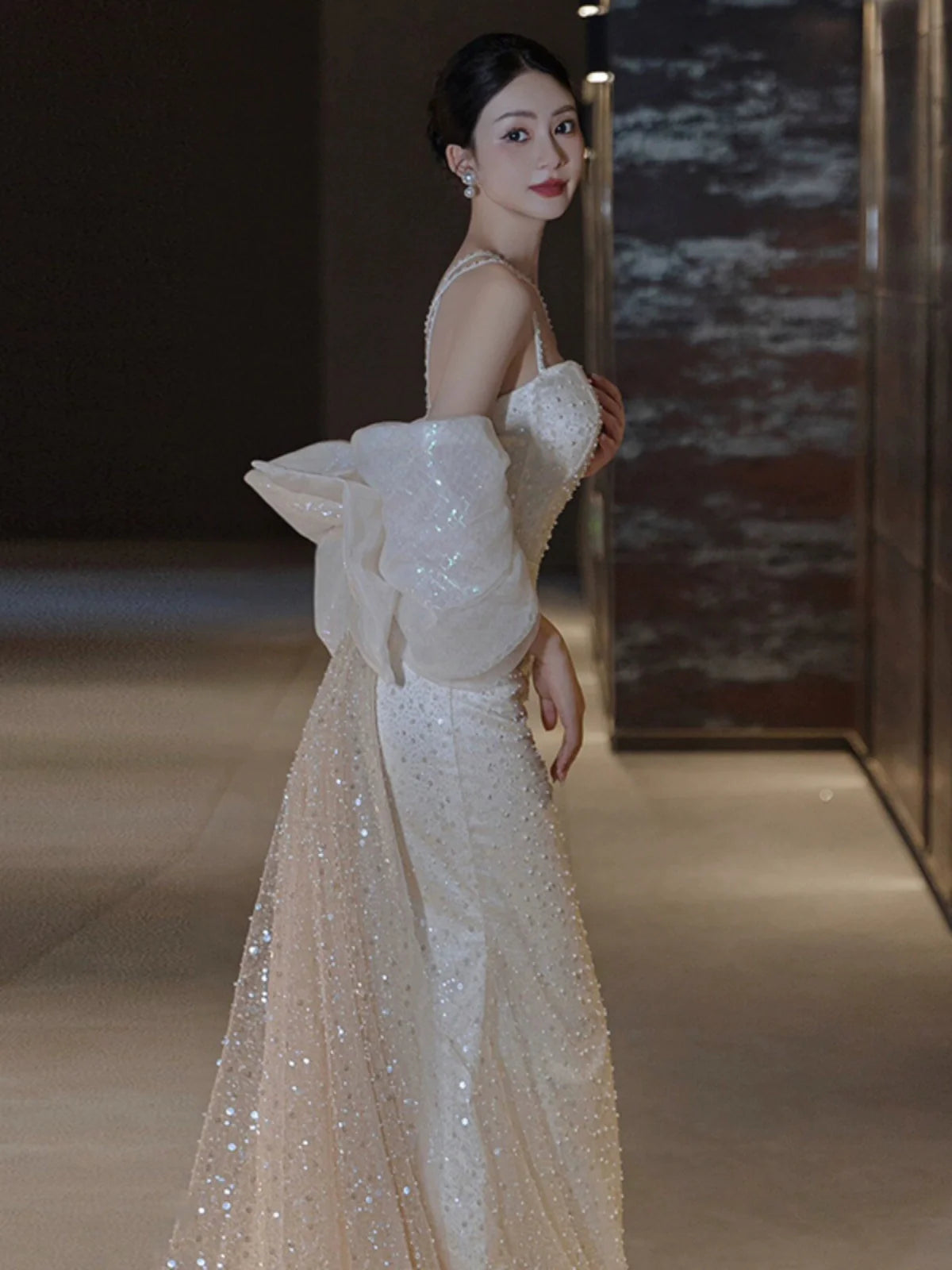 Sexy Mermaid Long Wedding Dress Evening Party Dresses fg7703