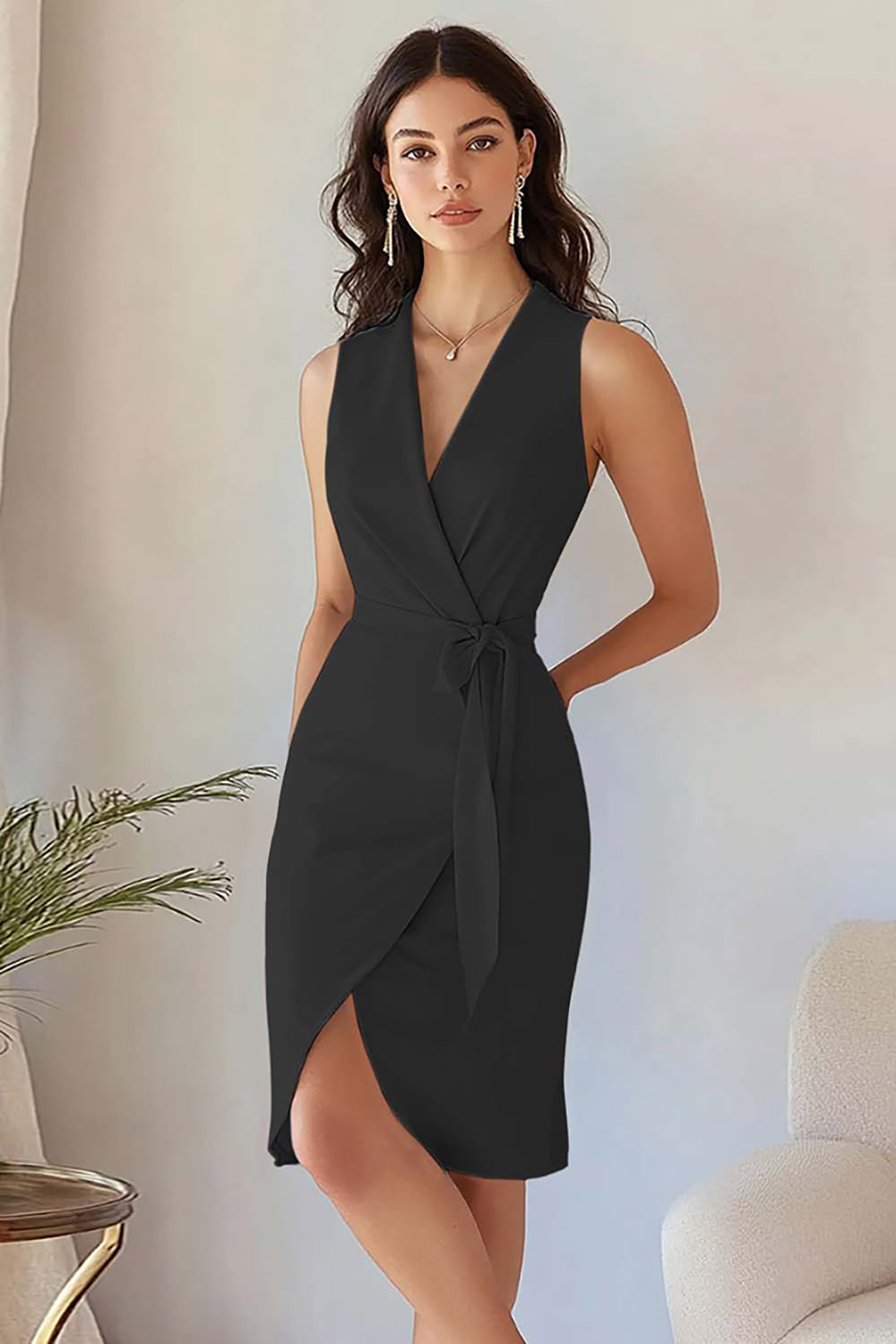 Sky Blue V Neck Bodycon Work Dress