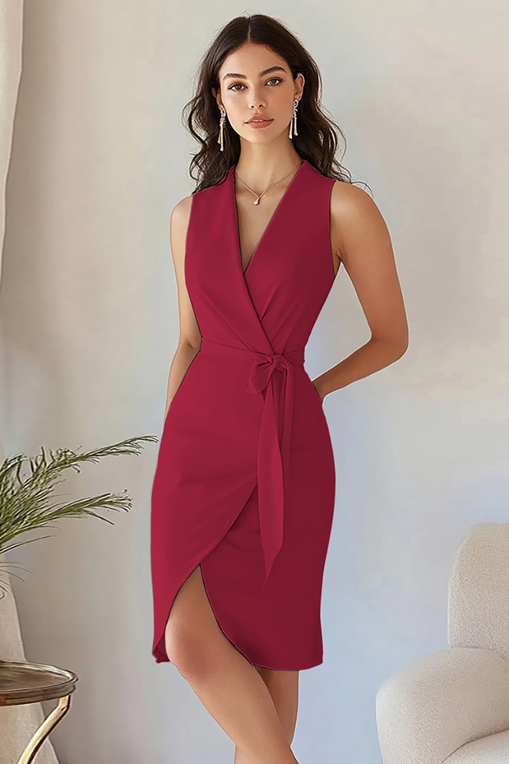 Sky Blue V Neck Bodycon Work Dress