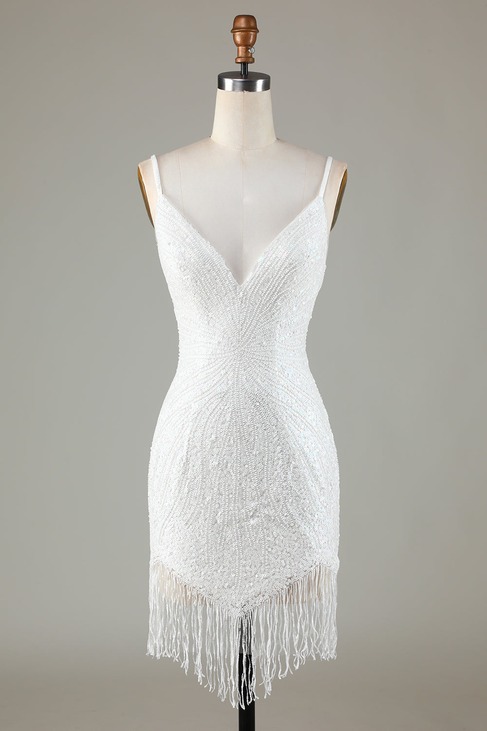 Sparkly Bodycon White Short Homecoming Dress with Beading
