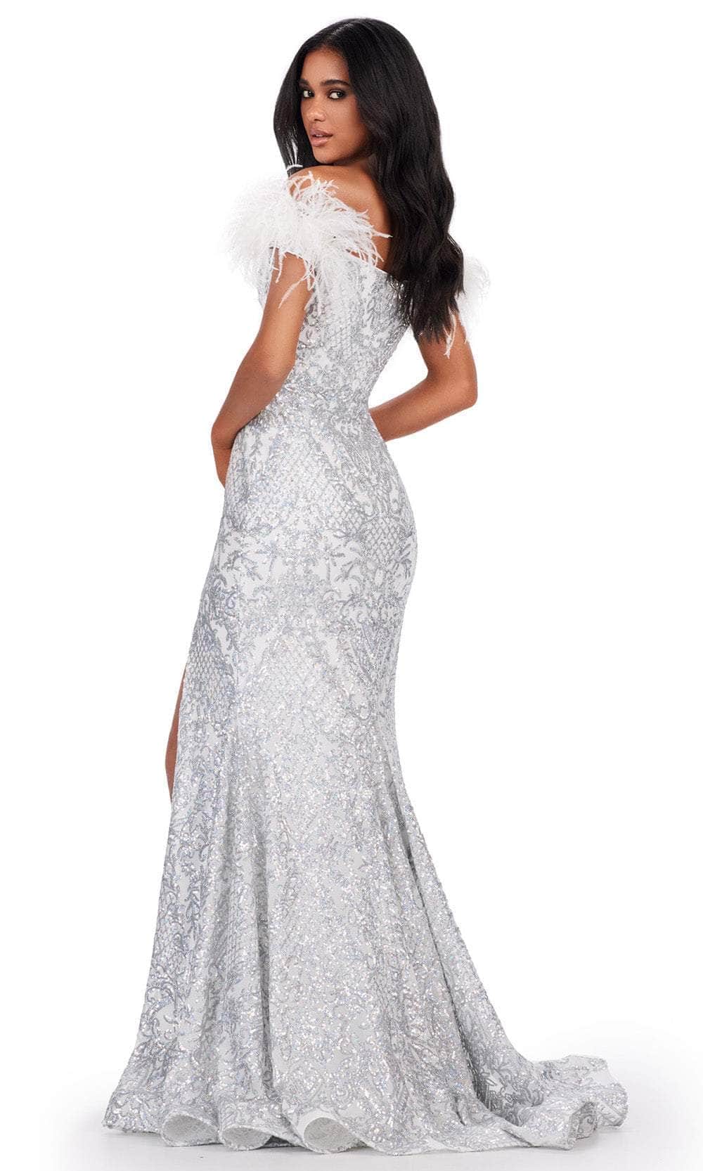 Ashley Lauren 11463 - Sequin Prom Dress with Feather Sleeves