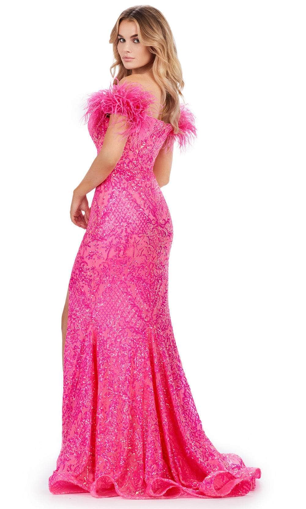 Ashley Lauren 11463 - Sequin Prom Dress with Feather Sleeves
