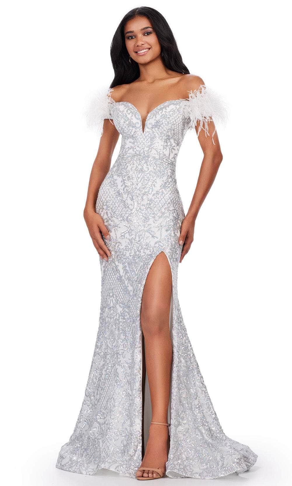 Ashley Lauren 11463 - Sequin Prom Dress with Feather Sleeves