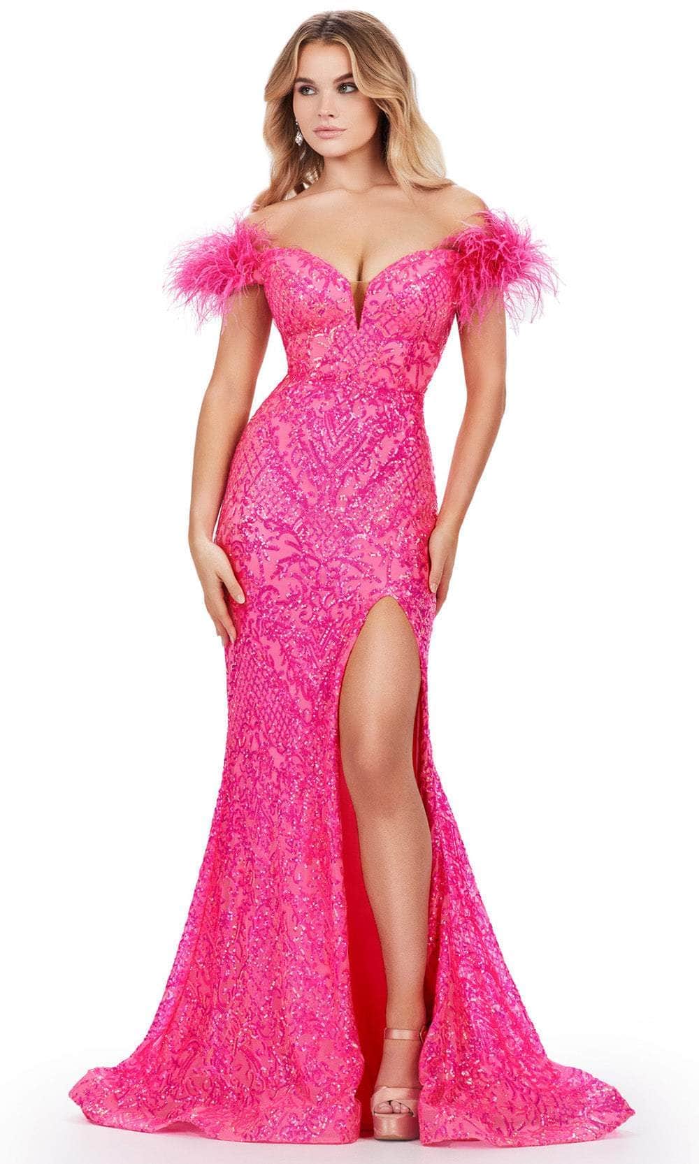 Ashley Lauren 11463 - Sequin Prom Dress with Feather Sleeves