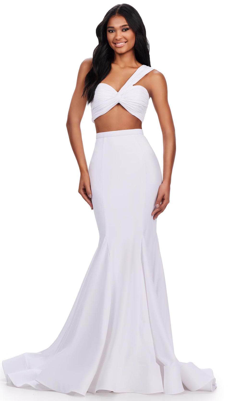 Ashley Lauren 11646 - Asymmetric Two Piece Prom Dress Prom-Dresses 6 / White