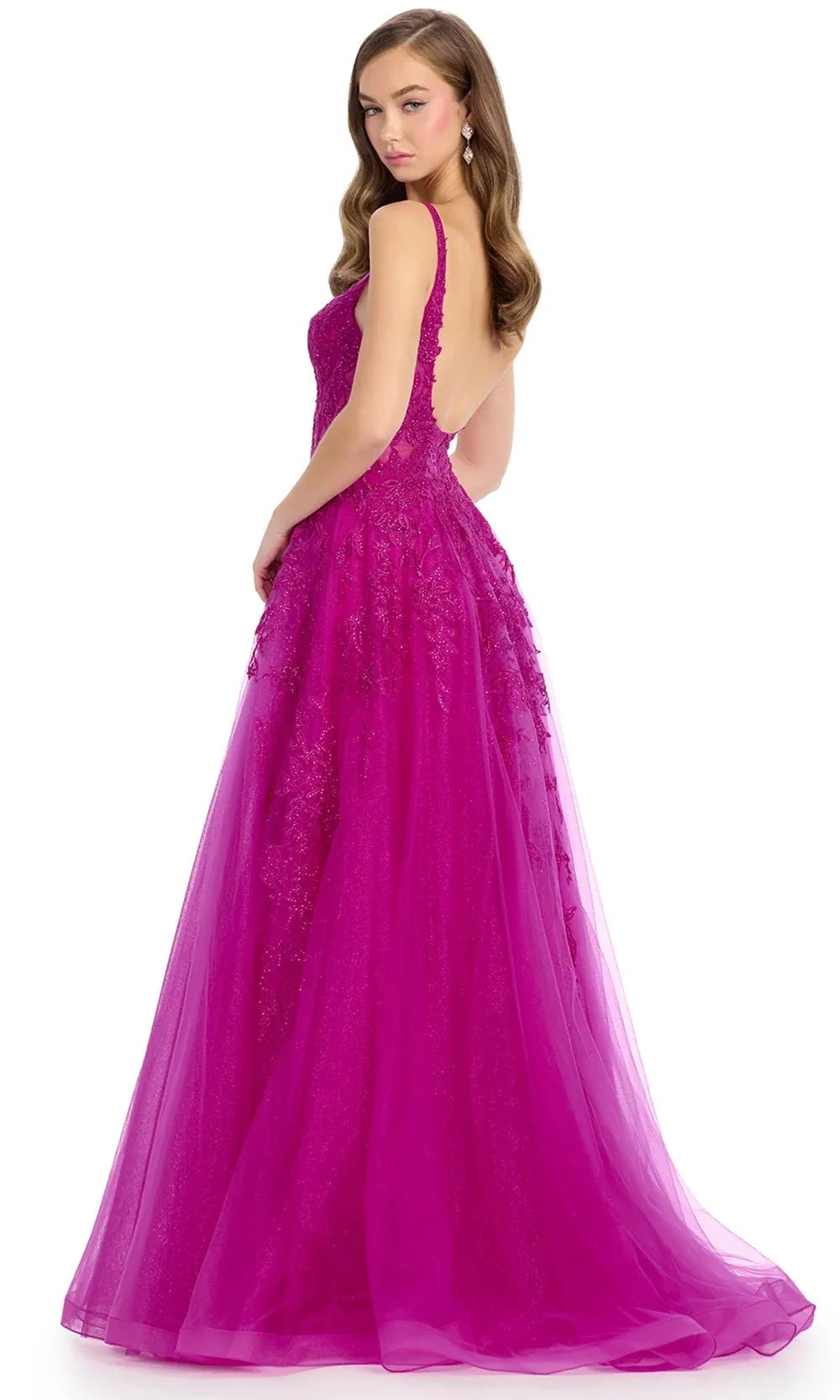 Ashley Lauren 11892 - Scoop Back Embroidered Prom Gown