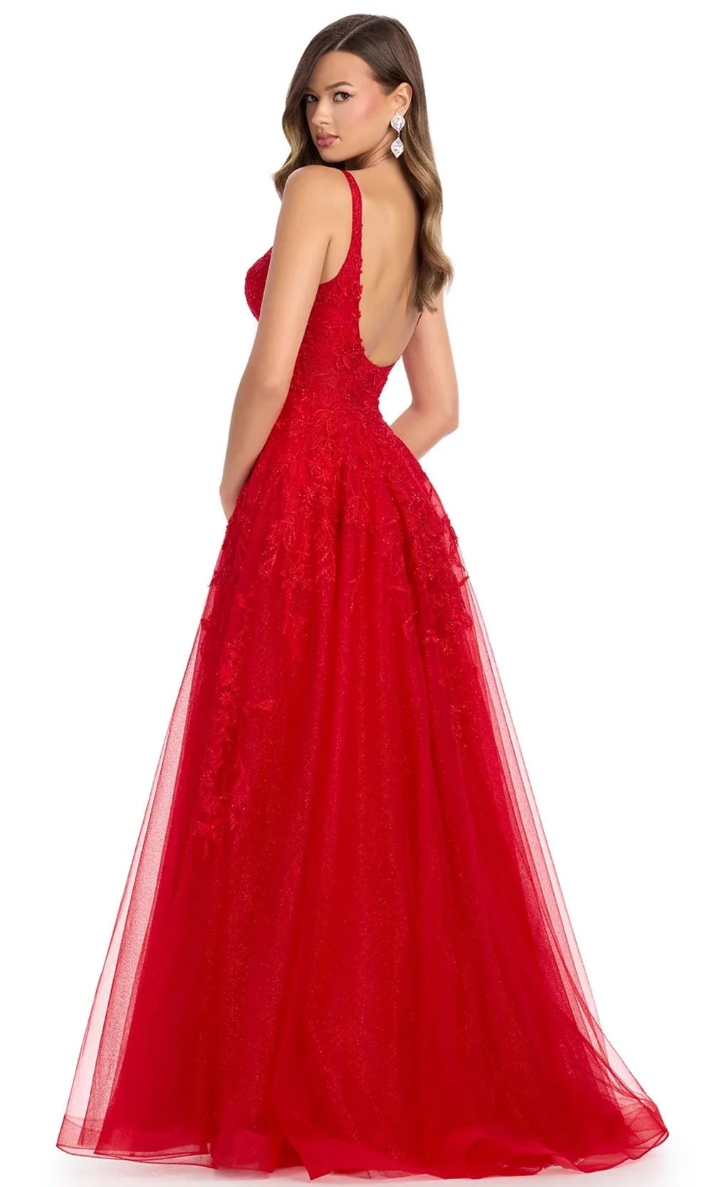 Ashley Lauren 11892 - Scoop Back Embroidered Prom Gown