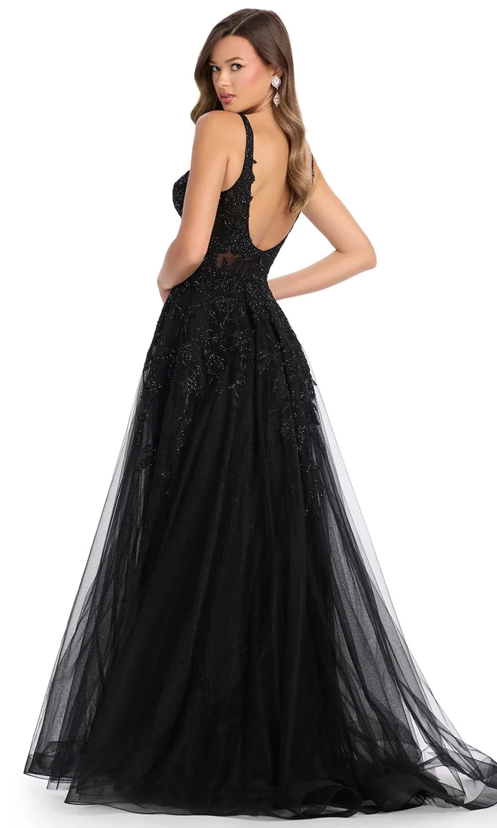 Ashley Lauren 11892 - Scoop Back Embroidered Prom Gown