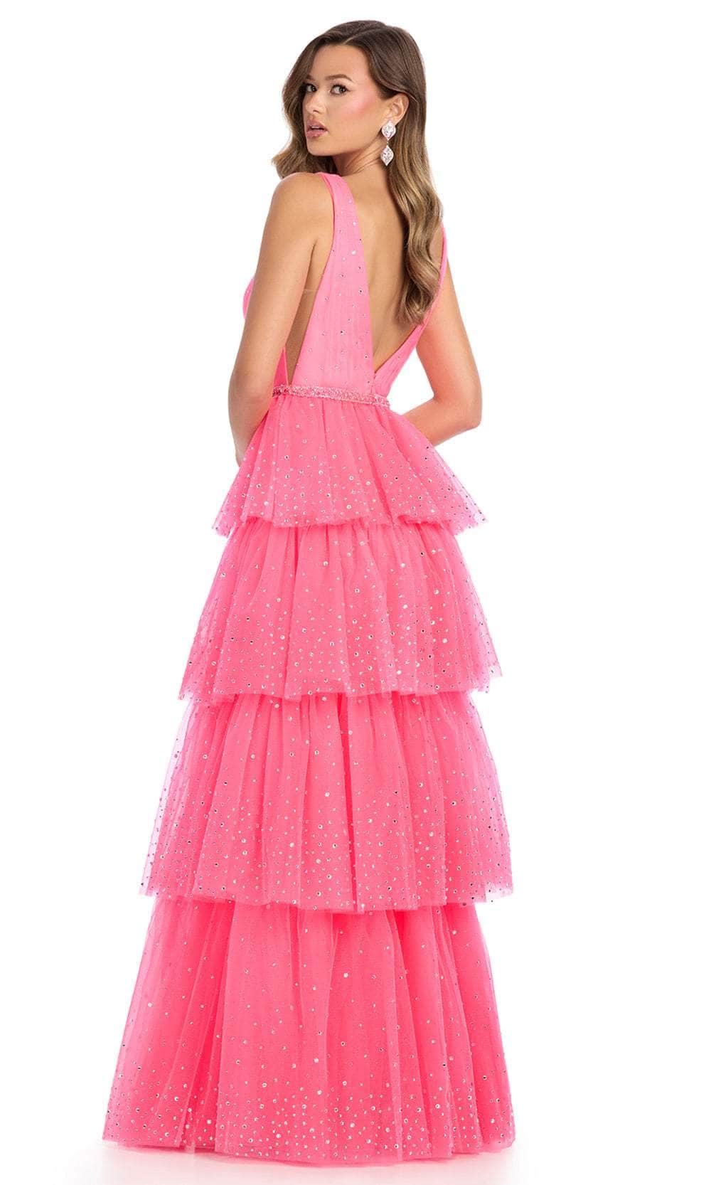 Ashley Lauren 11894 - Plunging V-Neck Tiered A-Line Prom Dress