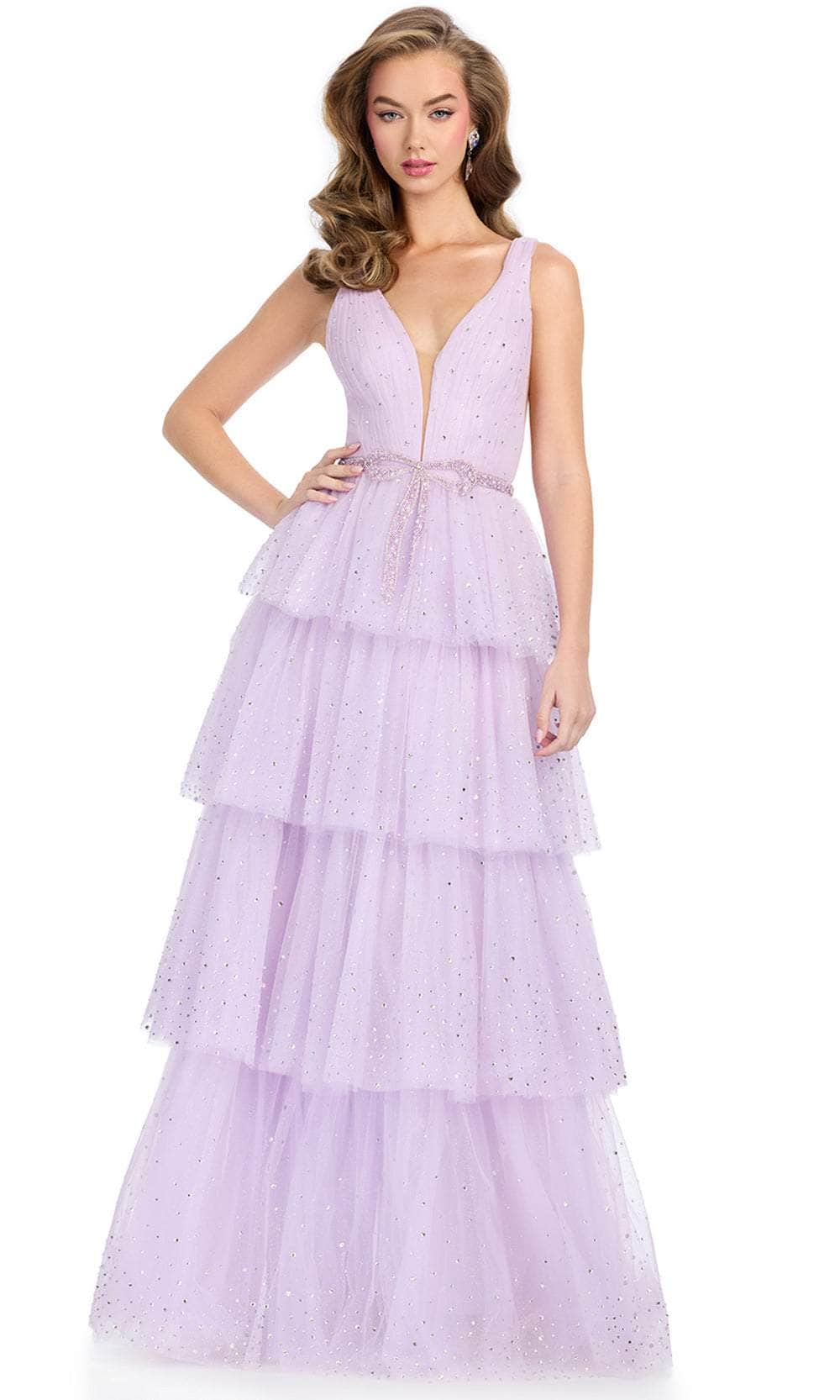 Ashley Lauren 11894 - Plunging V-Neck Tiered A-Line Prom Dress Special Occasion Dress