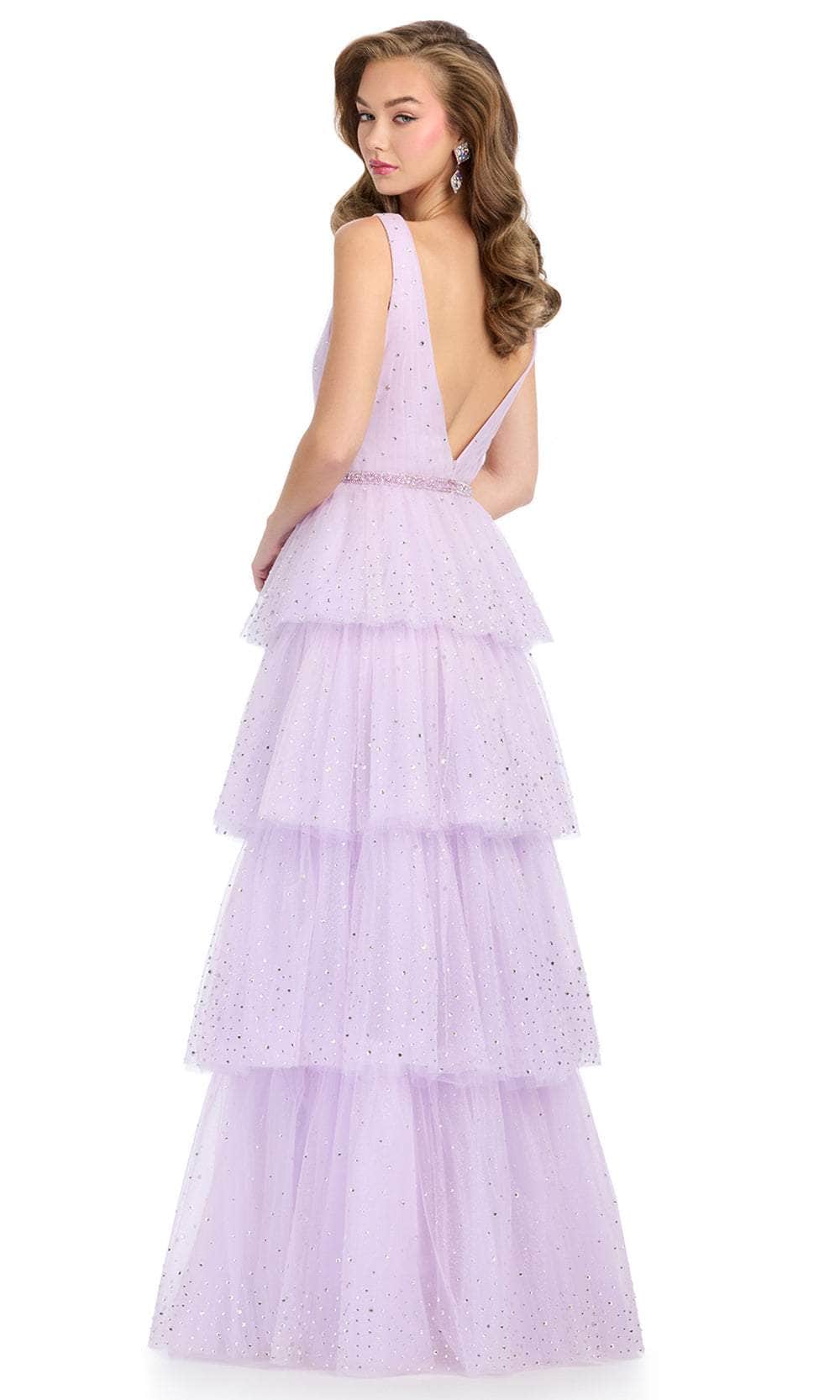 Ashley Lauren 11894 - Plunging V-Neck Tiered A-Line Prom Dress