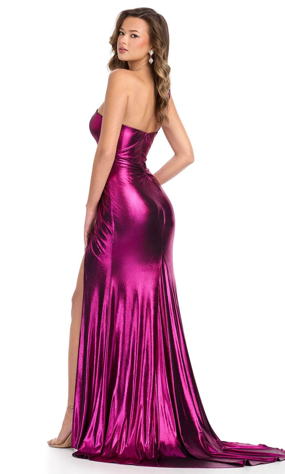 Ashley Lauren 11896 - Metallic Ruched One Shoulder Prom Dress