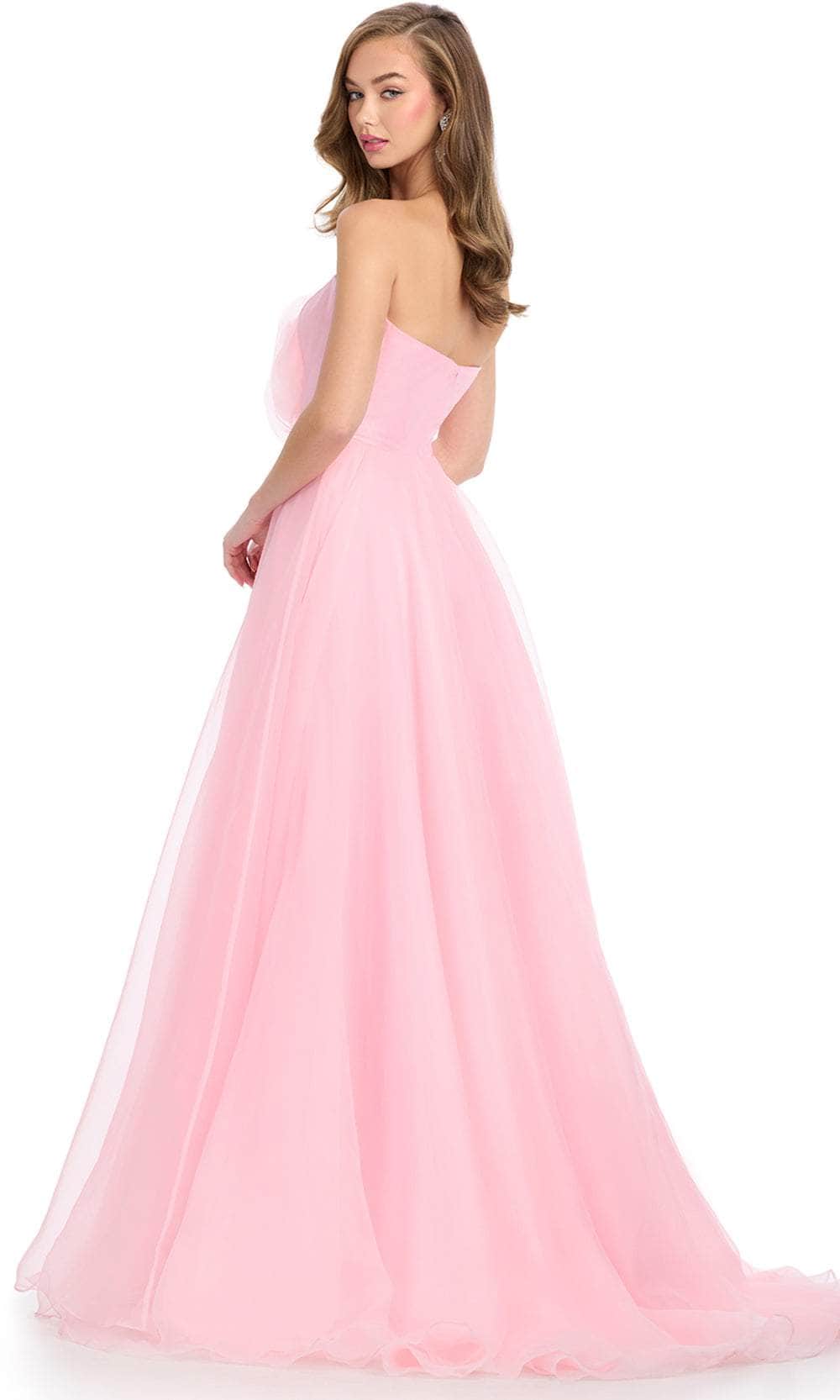 Ashley Lauren 11913 - Floral Accented Straight Neckline Prom Dress
