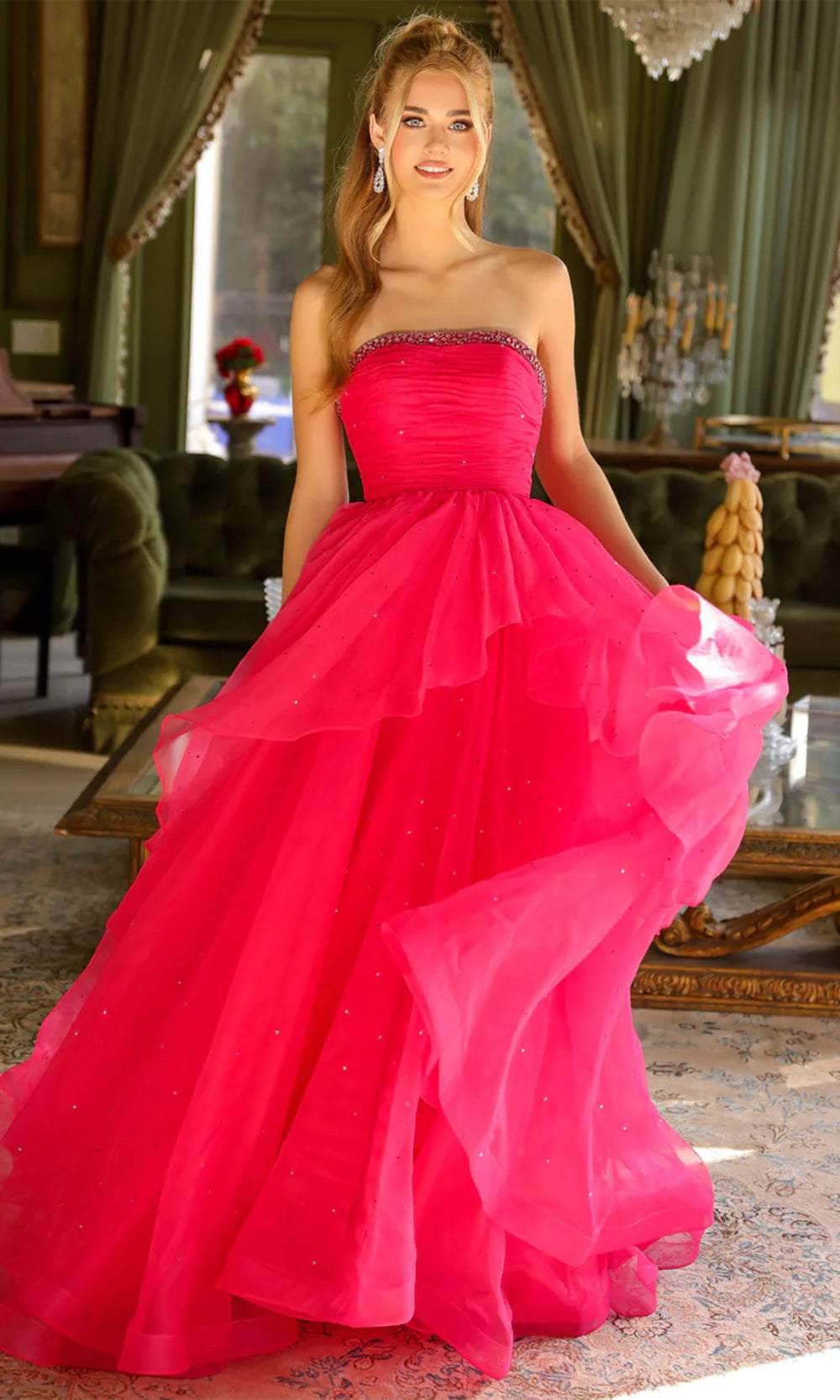 Ava Presley 29524 - Straight Neckline Layered Prom Gown Special Occasion Dress
