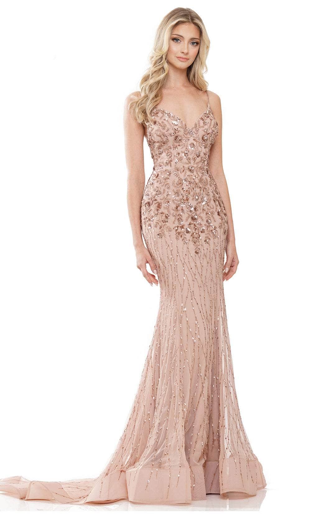 Colors Dress 3152 - Beaded Bodice Spaghetti Straps Prom Gown