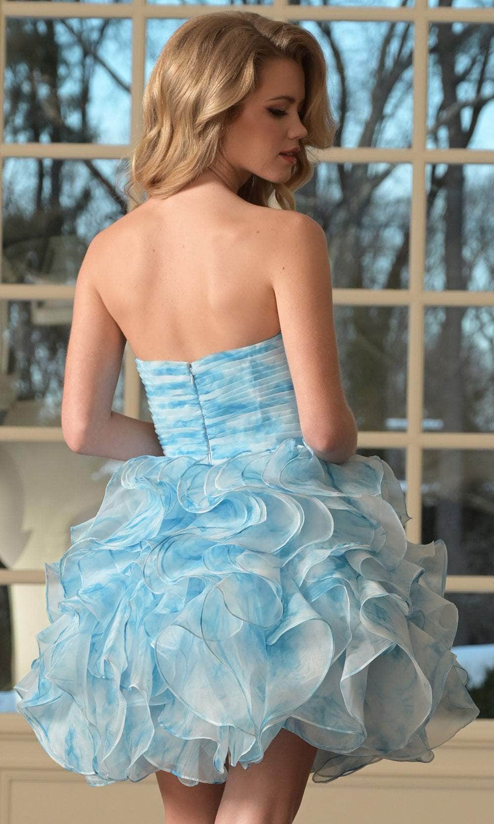 Colors Dress 3670 - Strapless Printed Ruffle Mini Dress