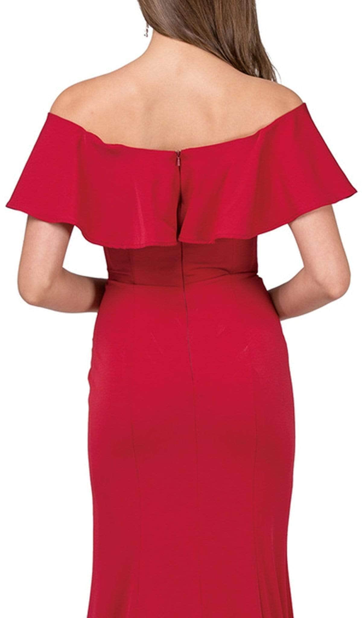 Dancing Queen - 2348 Ruffled Off Shoulder Fitted Prom Dress