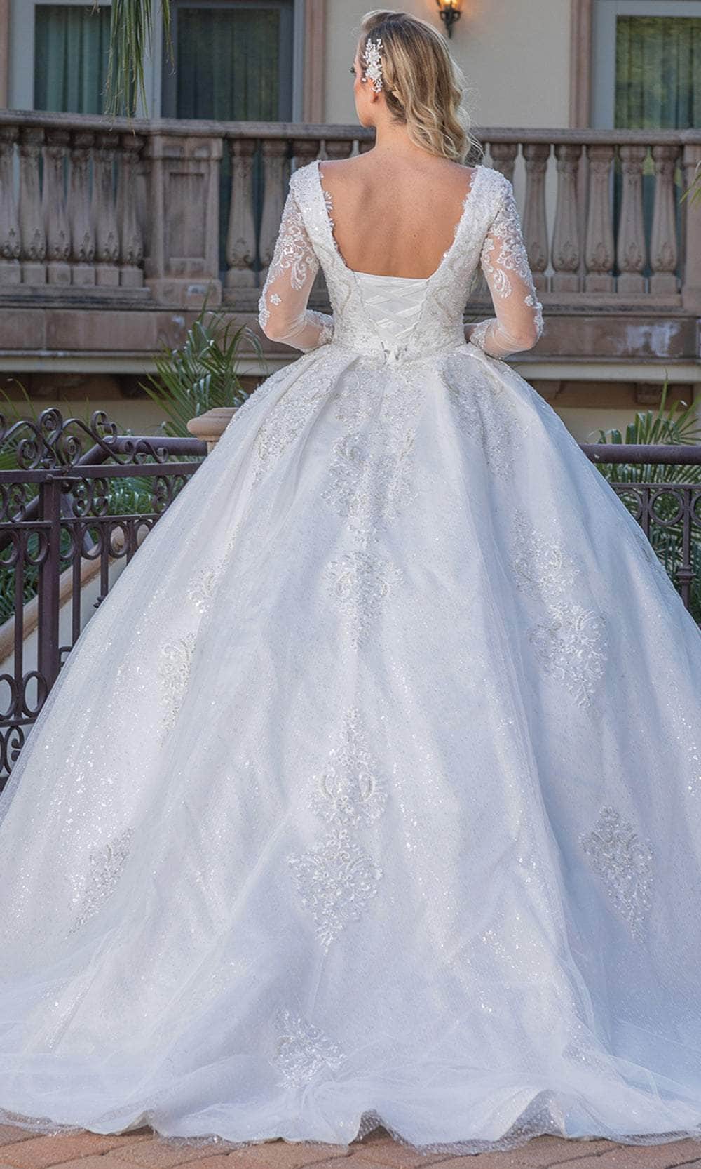 Dancing Queen Bridal 0266 - Long Sleeve V-Neck Ballgown