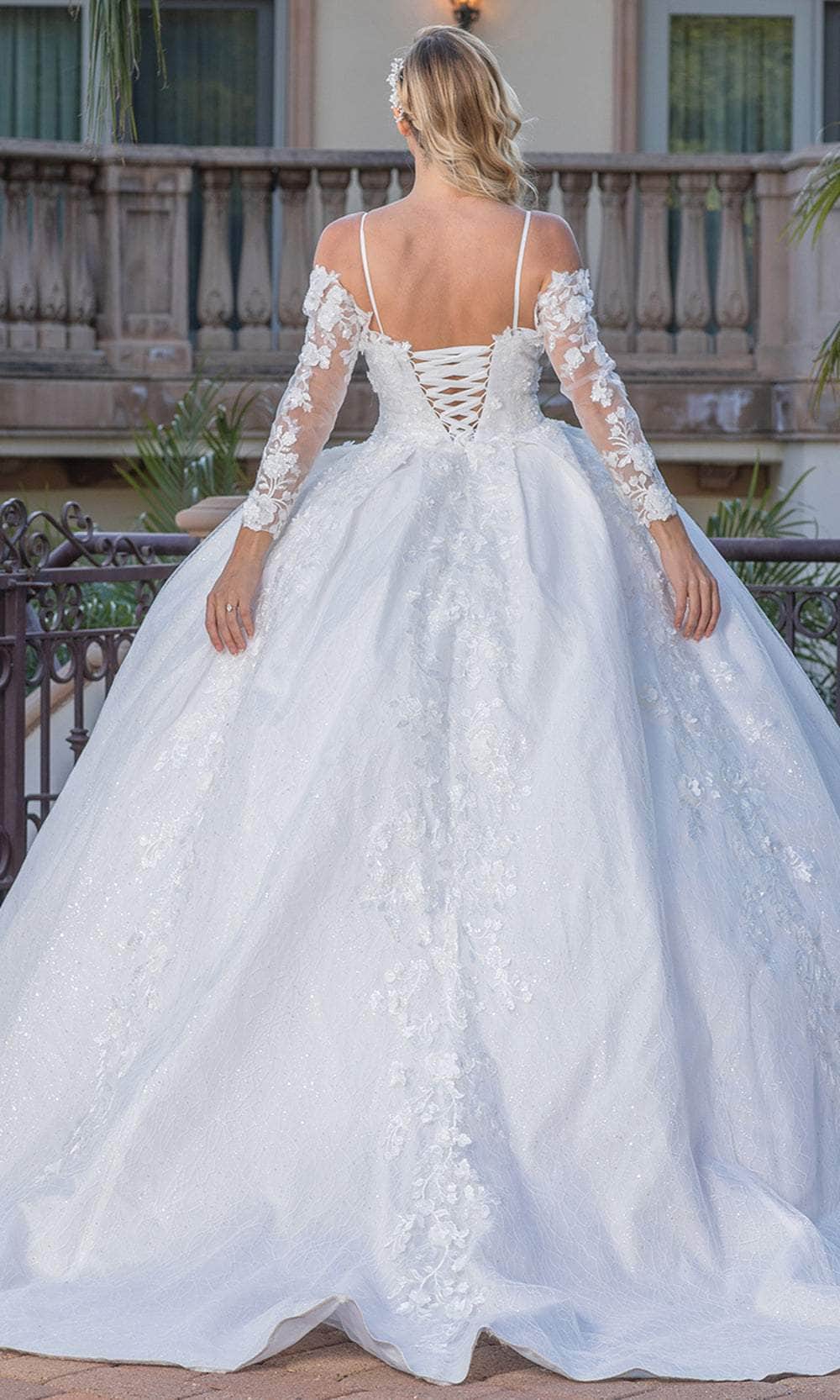 Dancing Queen Bridal 0269 - Floral Applique Cold Shoulder Ballgown