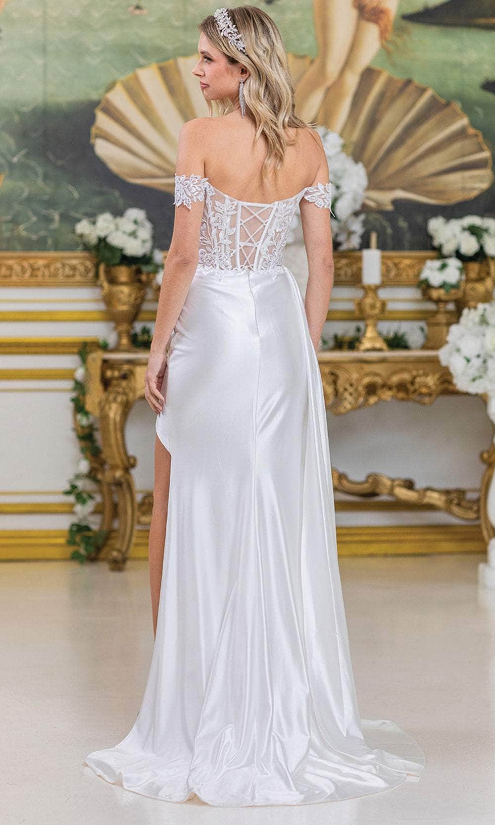 Dancing Queen Bridal 0289 - Sweetheart Satin Gown with Lace Slit