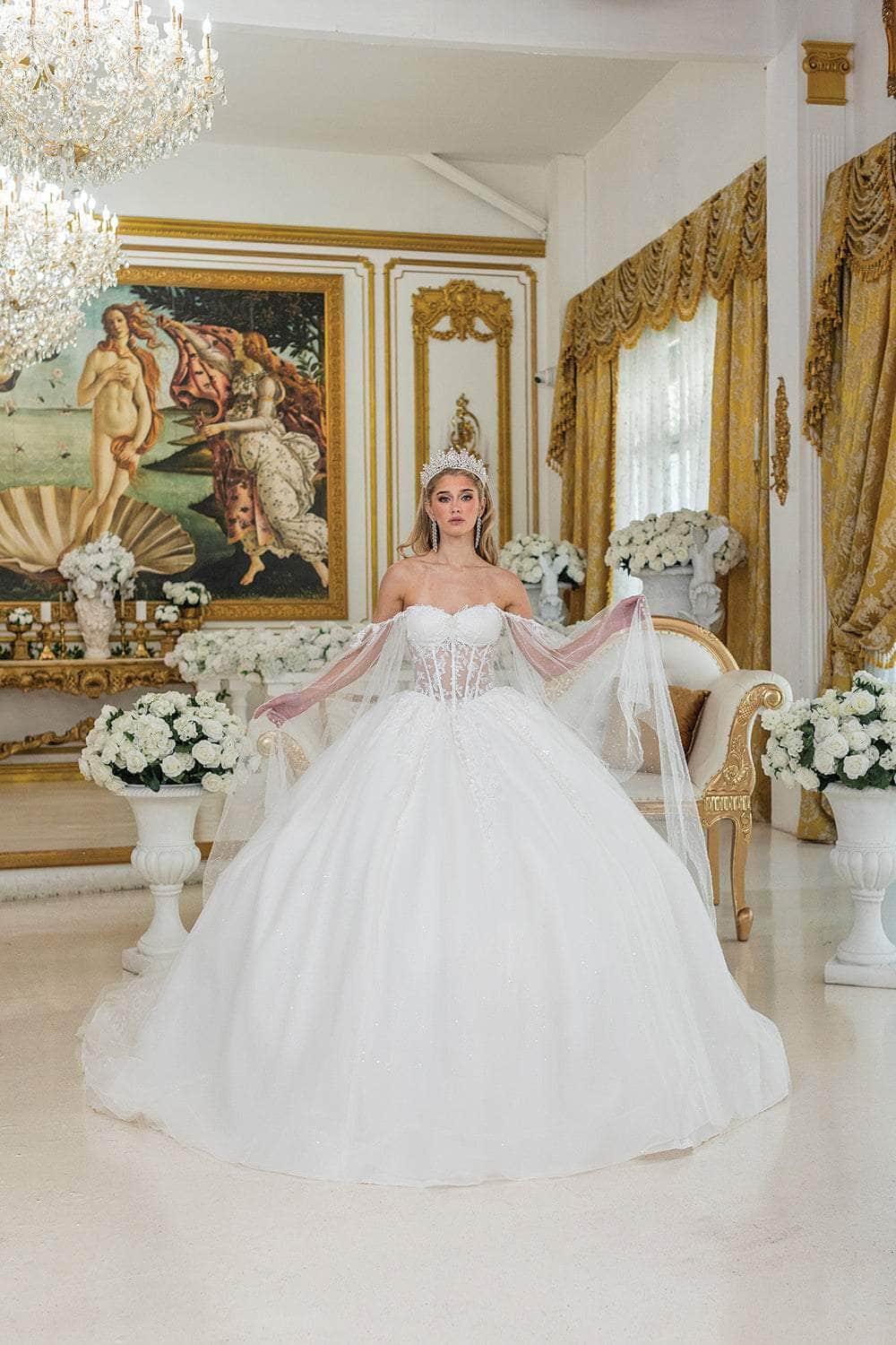 Dancing Queen Bridal 0294 - Detachable Sleeve Embroidered Ballgown
