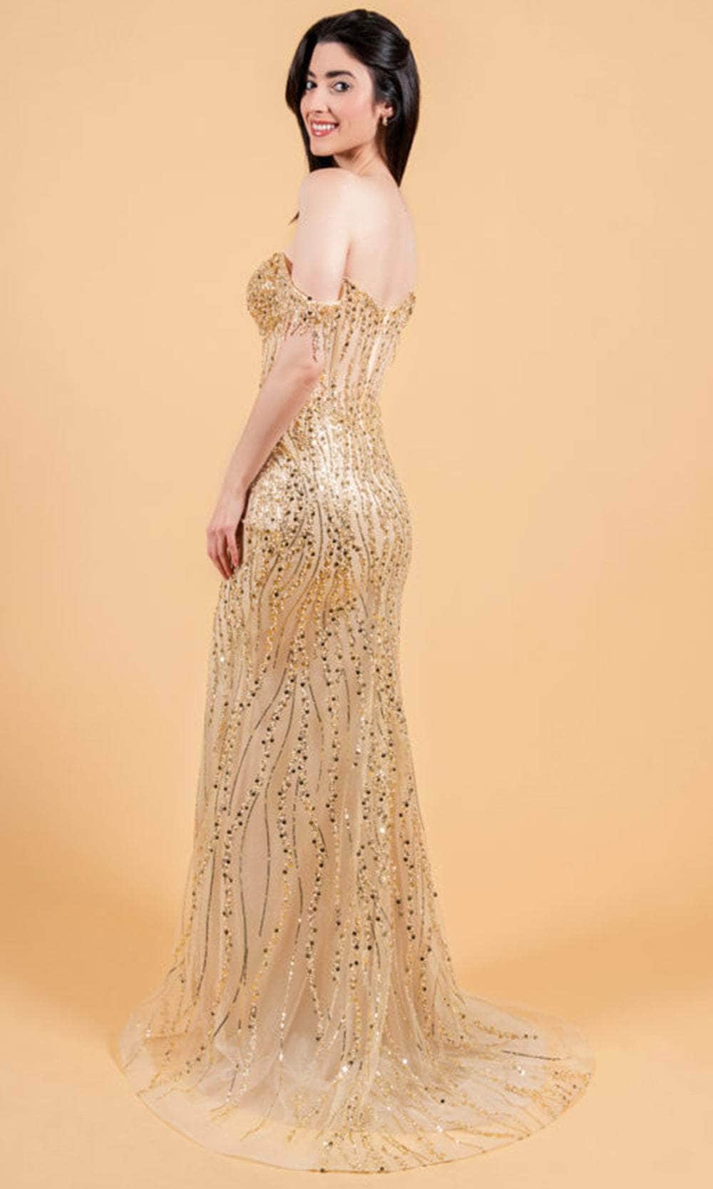 Elizabeth K GL3620 - Fringed Cap Sleeve Sweetheart Prom Dress