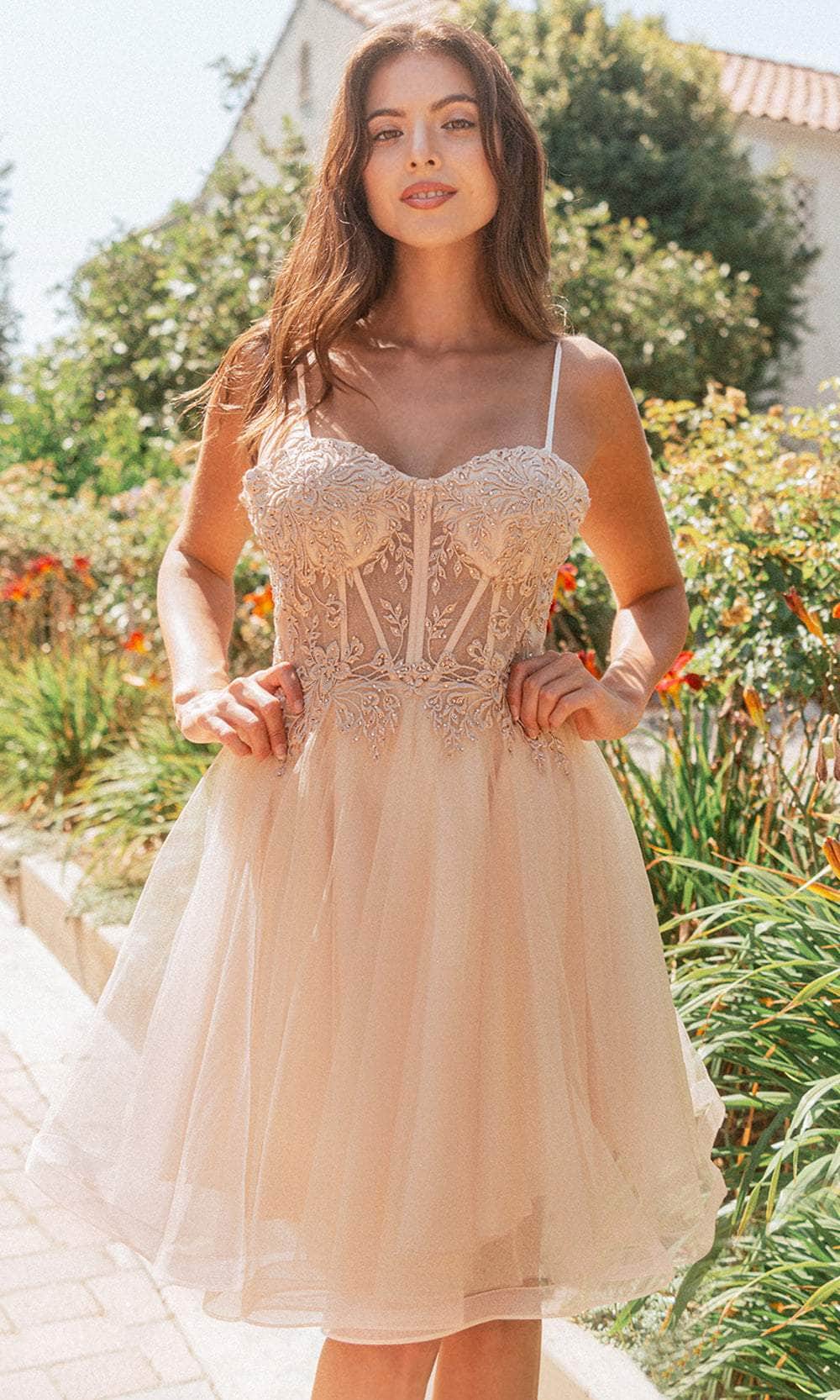 Elizabeth K GS3515 - Applique Sweetheart Cocktail Dress