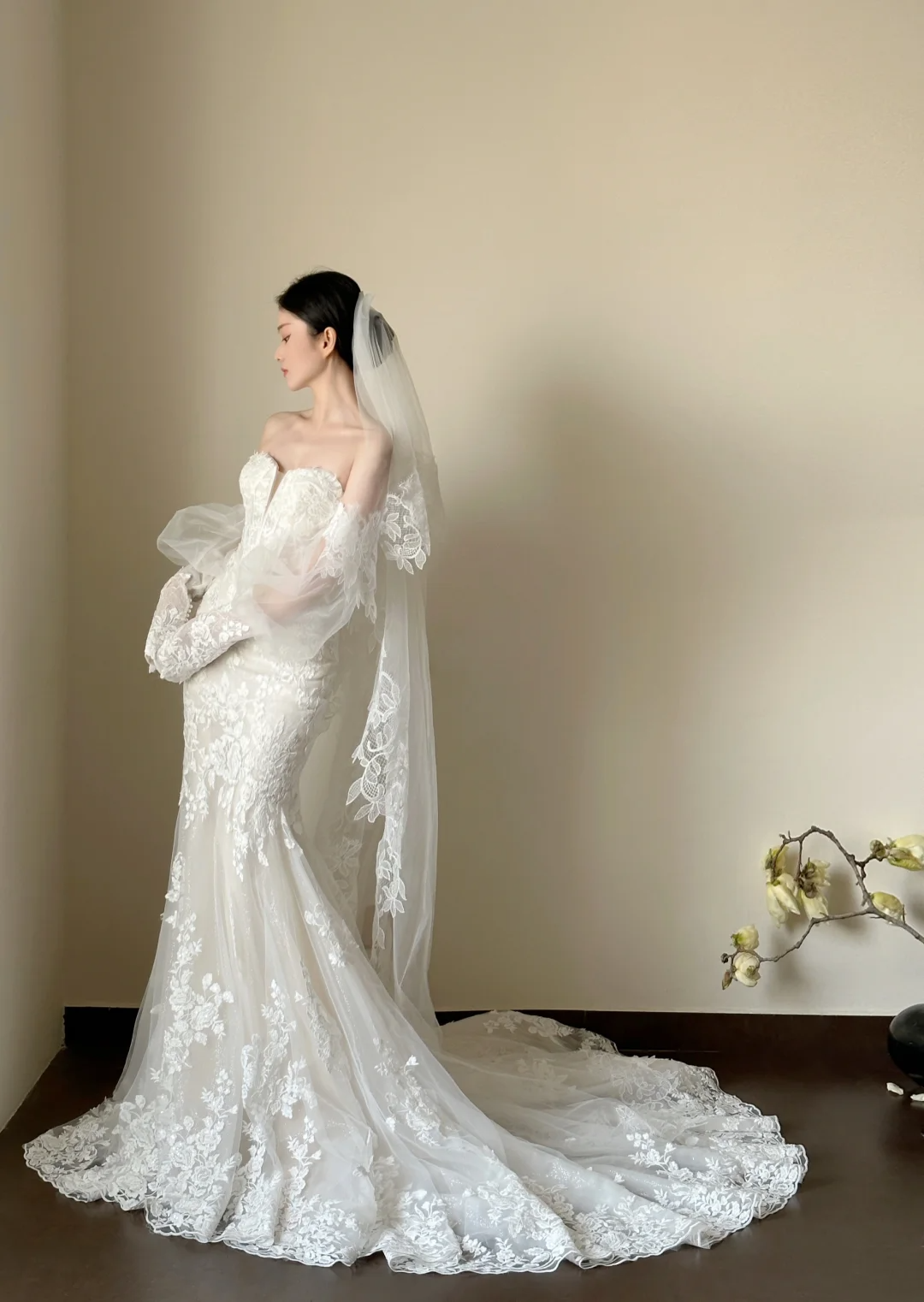Luxury Women's Elegant Wedding Dresses Lace Side Split Sexy Princess Bridal Gown fg7317