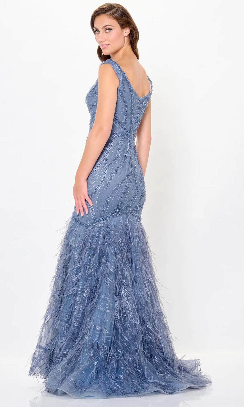 Ivonne D ID6213 - Feathered Flare Evening Gown