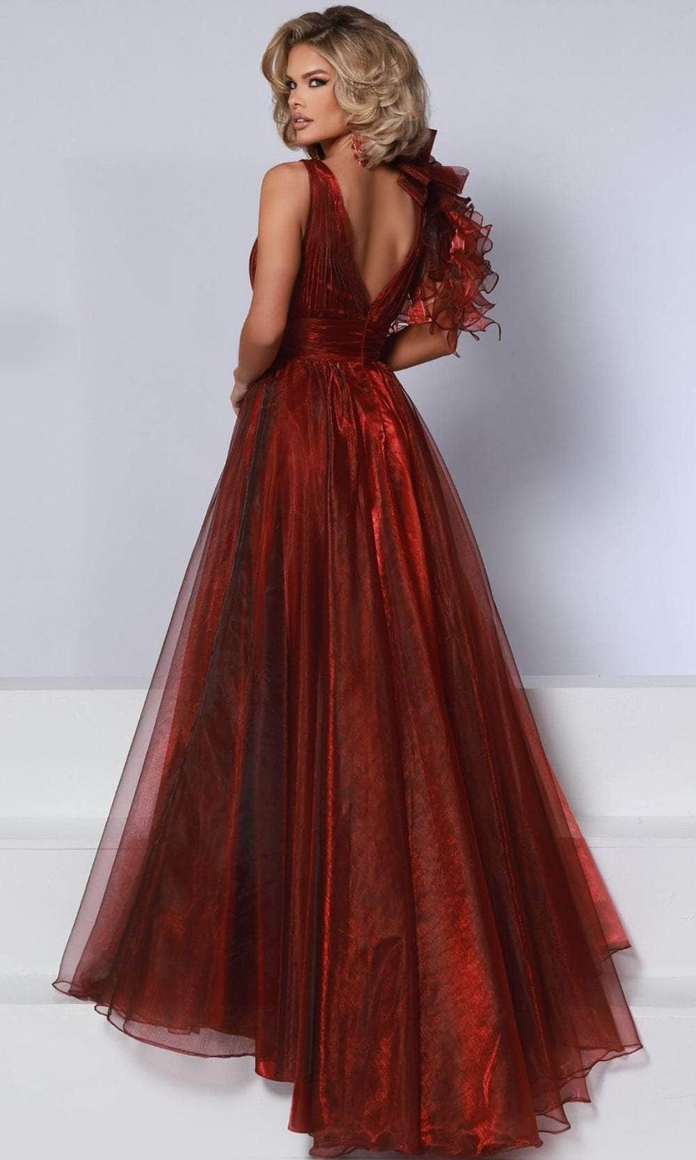 Johnathan Kayne 3014 - V-Neck Ruched Detailed Prom Gown