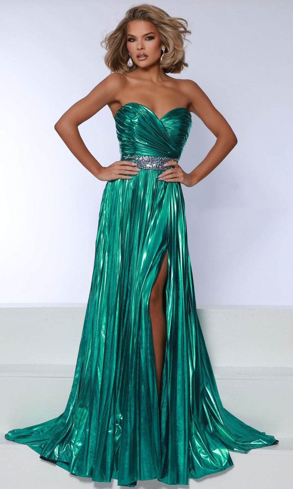 Johnathan Kayne 3030 - Metallic Sweetheart Pleated Prom Gown Special Occasion Dress
