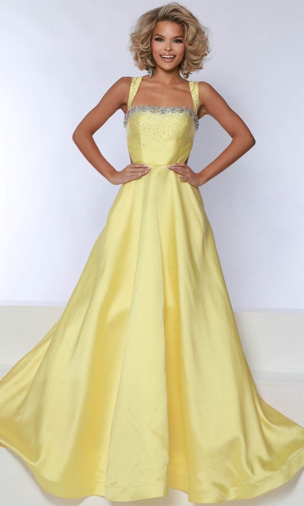 Johnathan Kayne 3050 - Square Neck Pleated A-Line Prom Gown Special Occasion Dress