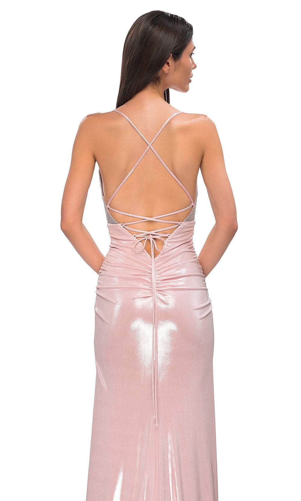 La Femme 32793 - Ruched Skirt Lace-Up Back Prom Gown
