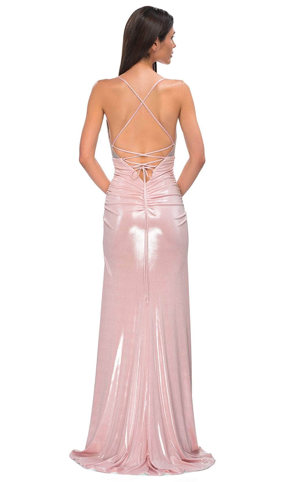 La Femme 32793 - Ruched Skirt Lace-Up Back Prom Gown