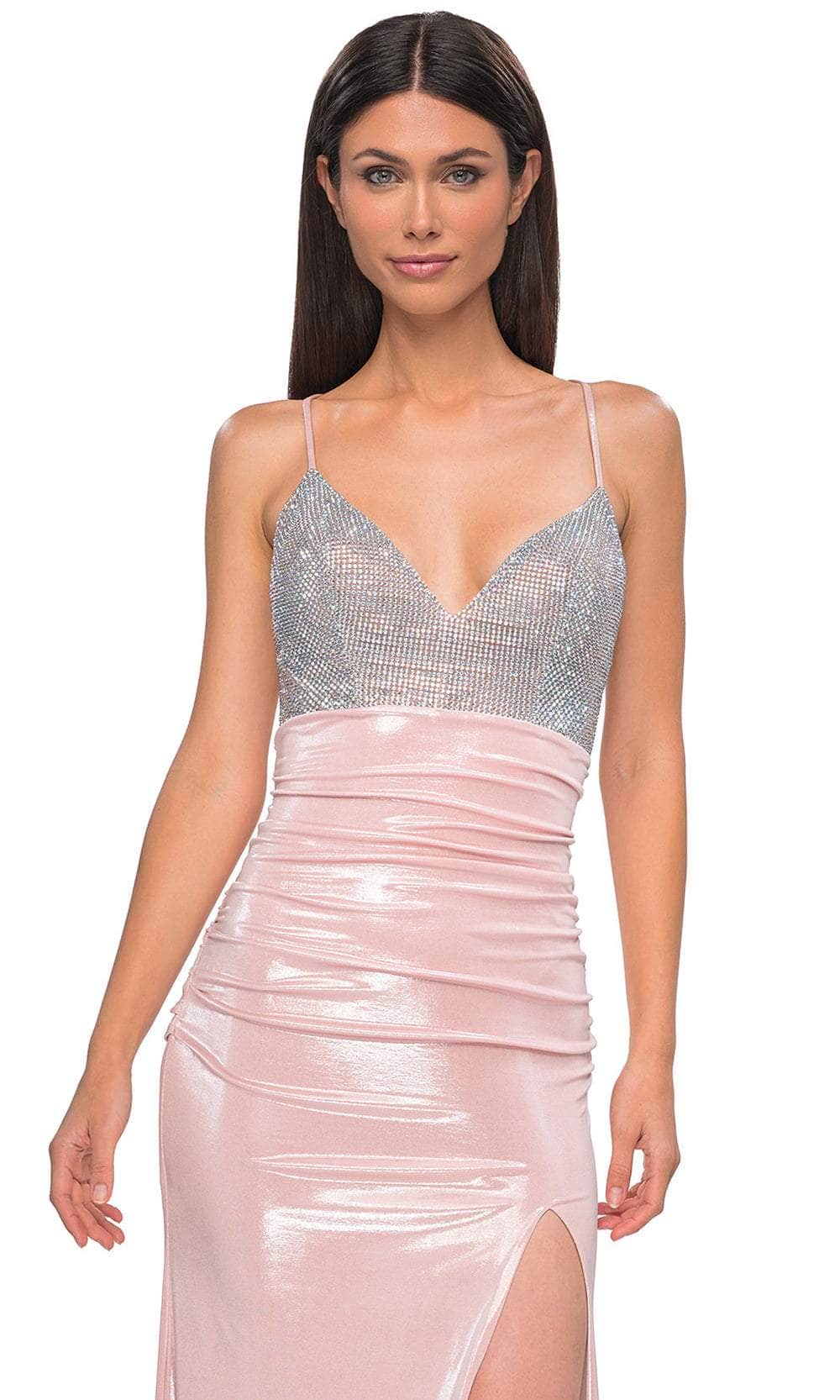 La Femme 32793 - Ruched Skirt Lace-Up Back Prom Gown