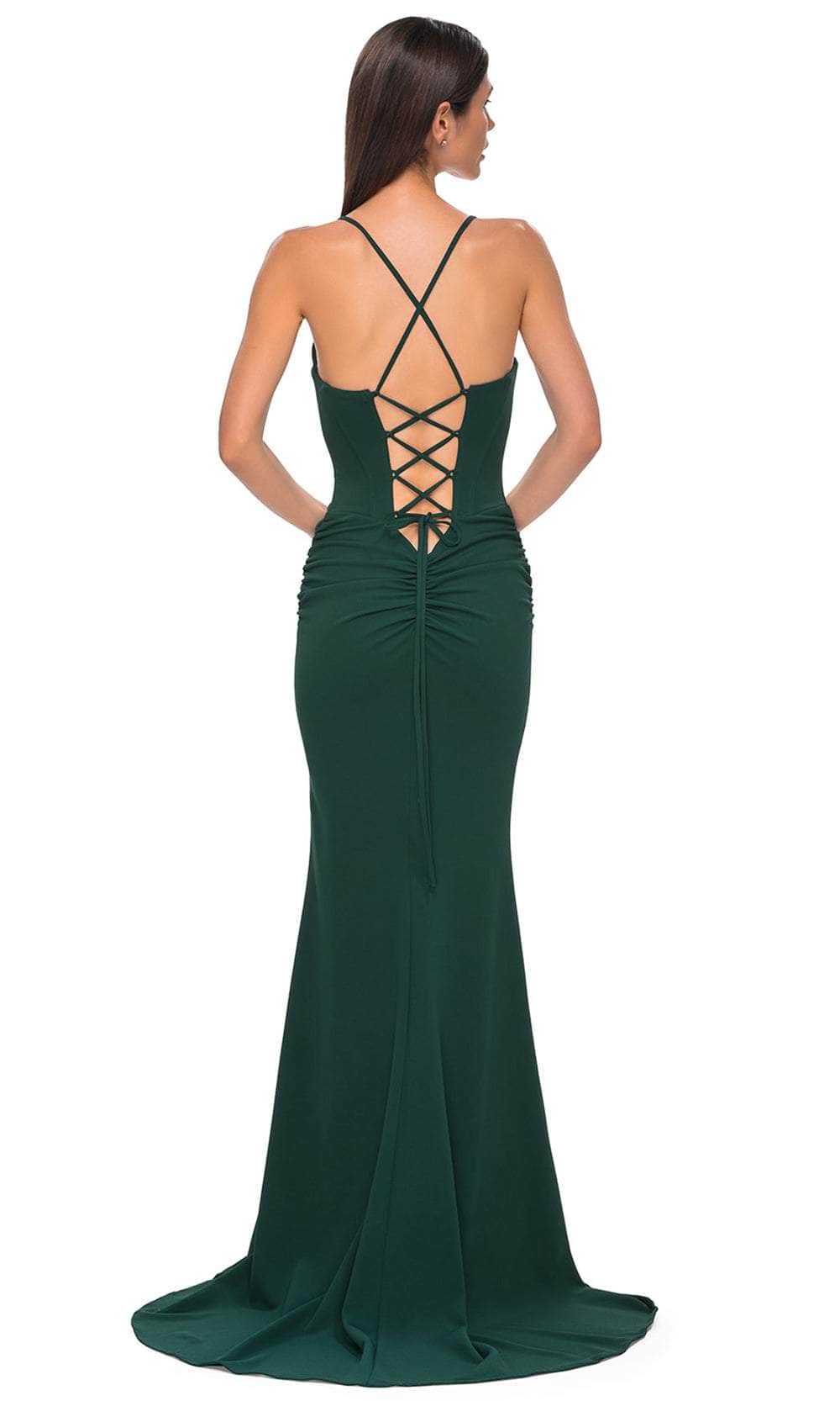 La Femme 32802 - Sophisticated Ruched Embellished Prom Gown