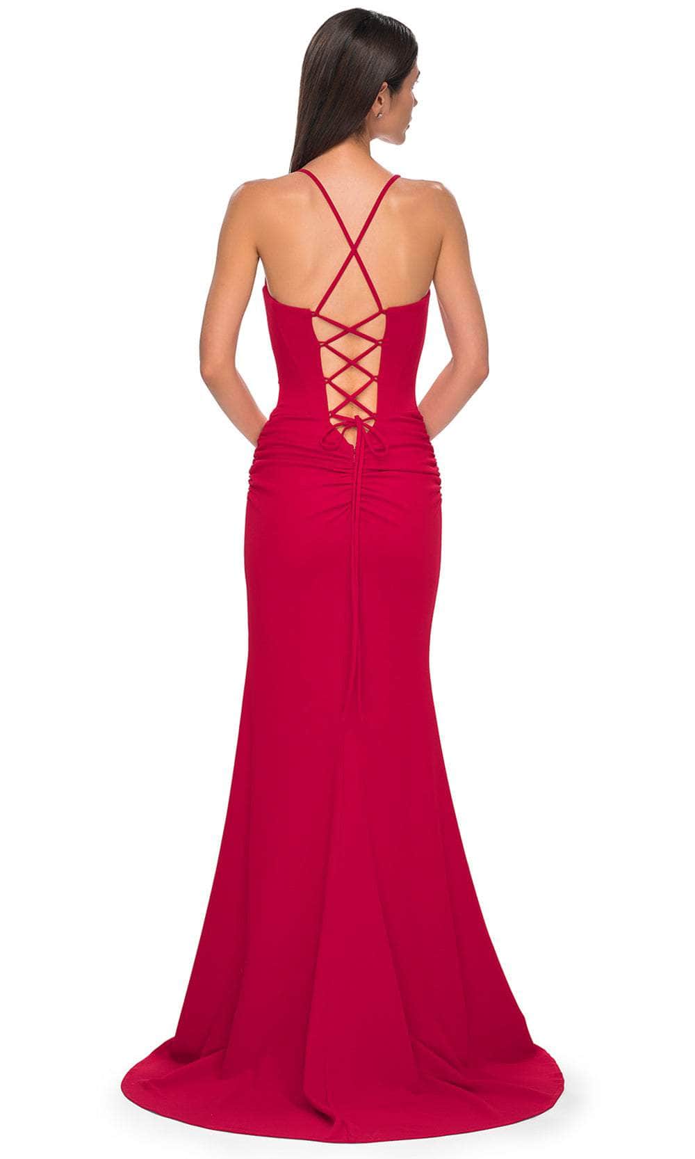 La Femme 32802 - Sophisticated Ruched Embellished Prom Gown