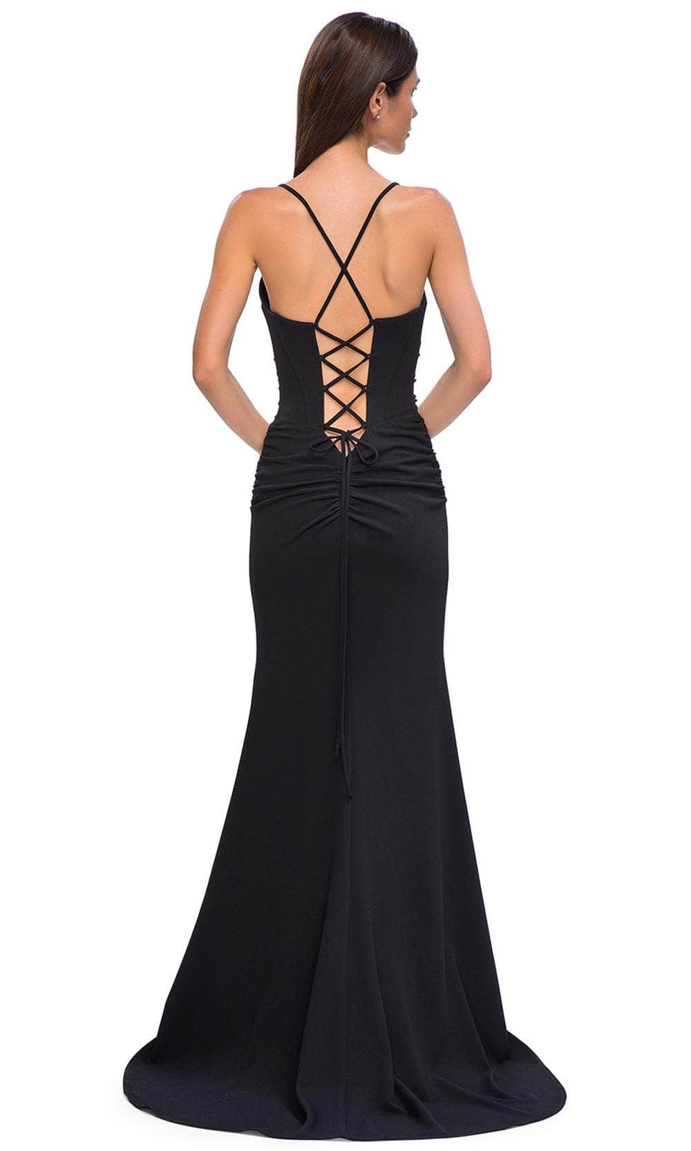 La Femme 32802 - Sophisticated Ruched Embellished Prom Gown