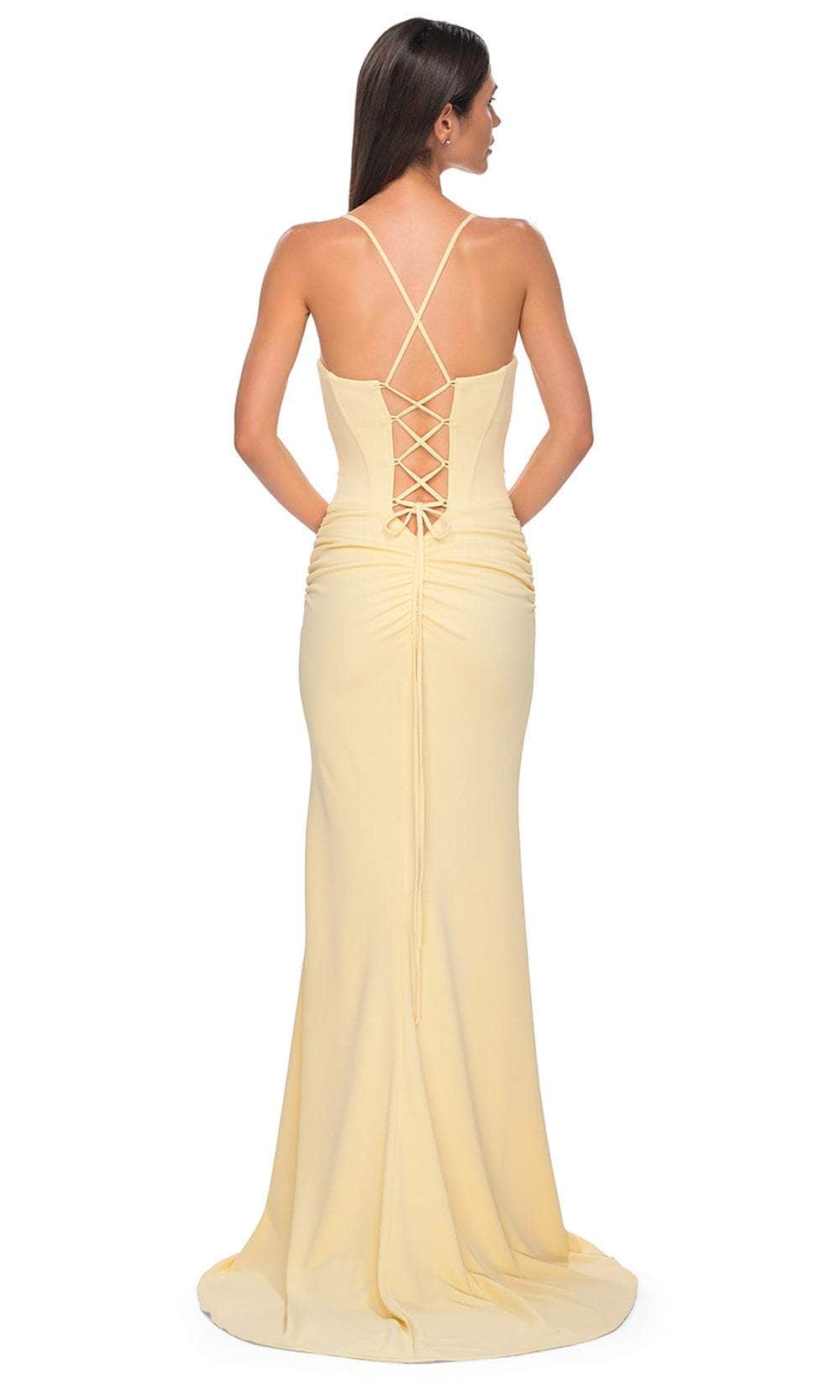 La Femme 32802 - Sophisticated Ruched Embellished Prom Gown