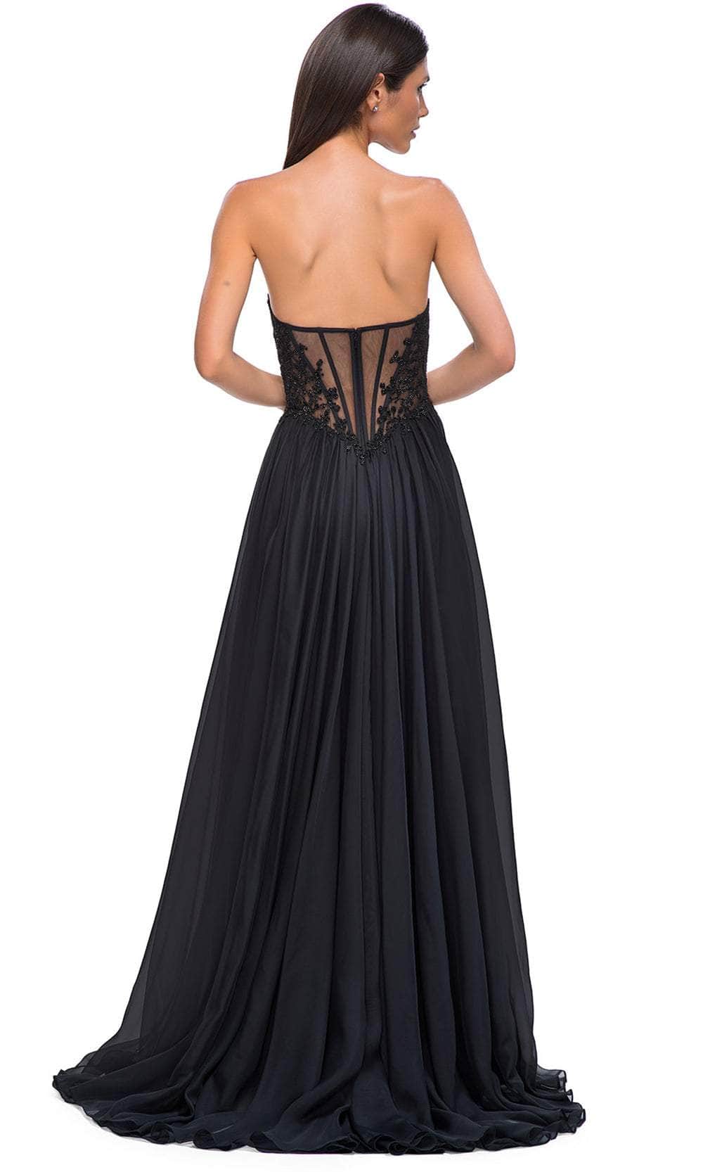 La Femme 32804 - Illusion Back Beaded Applique Prom Gown