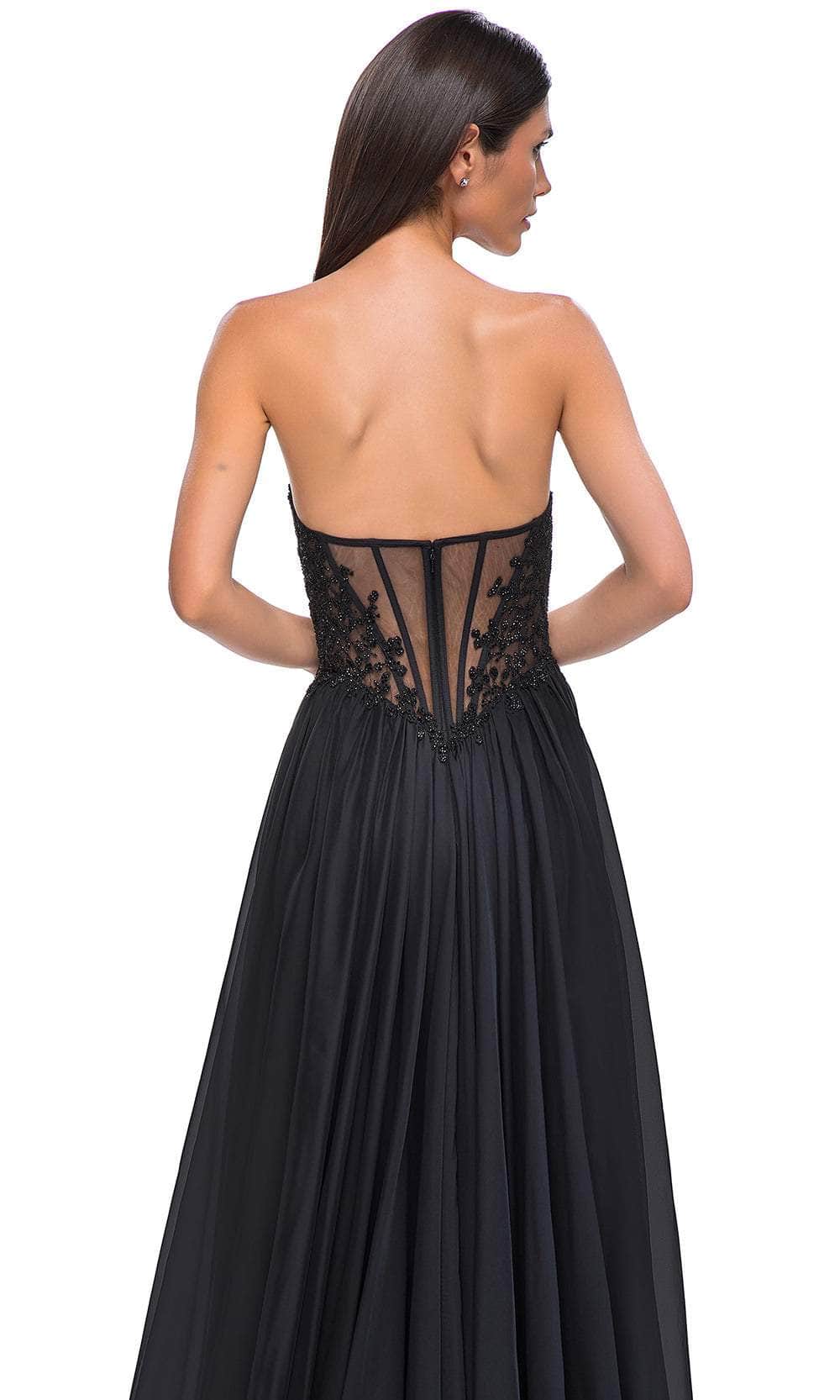 La Femme 32804 - Illusion Back Beaded Applique Prom Gown